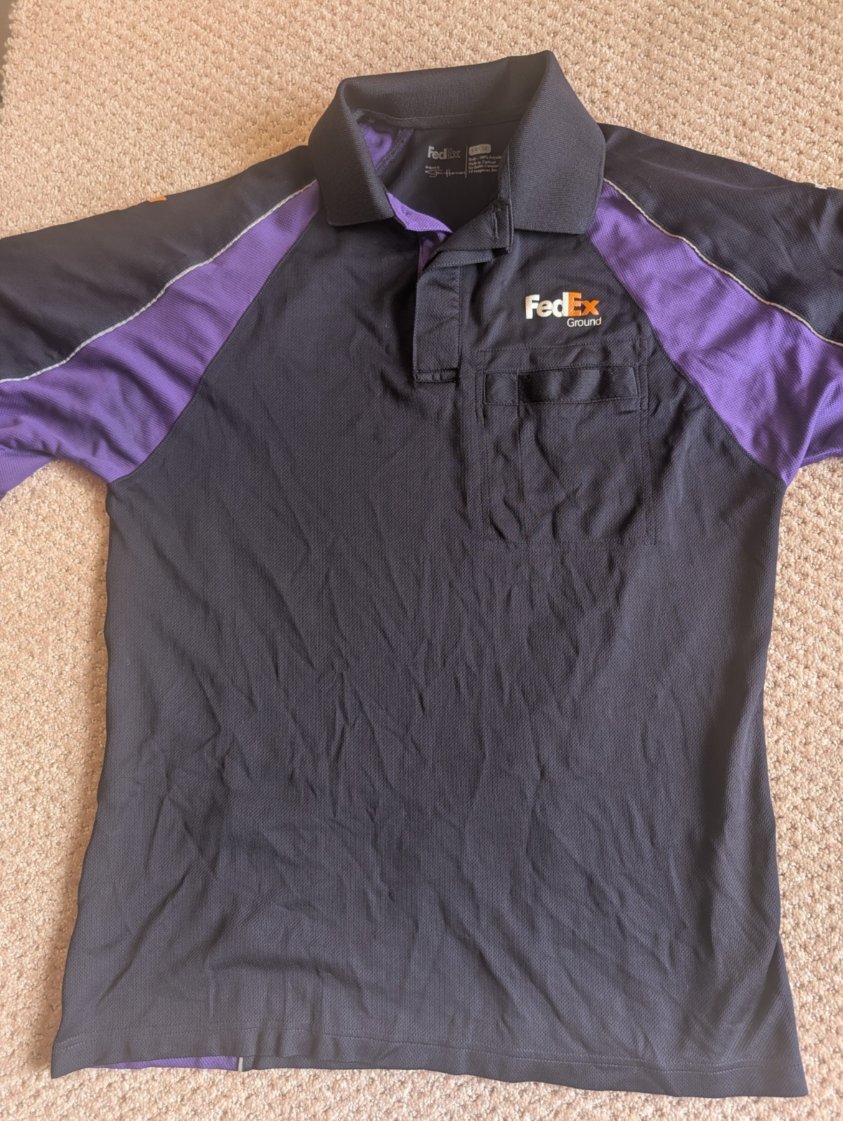 FedEx Short Sleeve Medium Polo Shirt Black Purple FedEx Lot Of 2