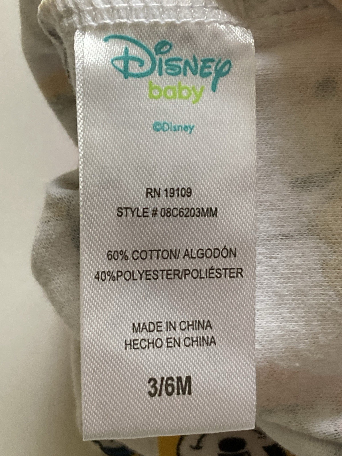 Disney Baby Size 3-6 Month One Piece Snap Close Mickey Donald Pluto
