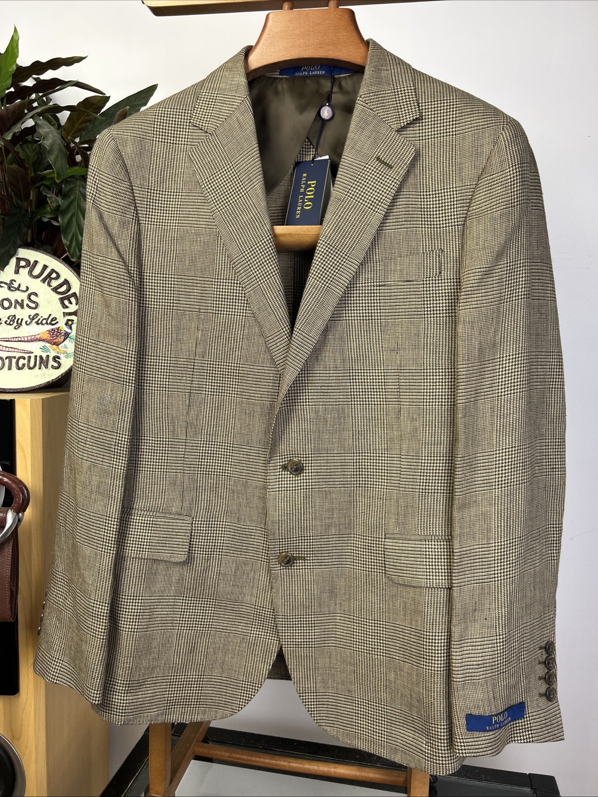 POLO RALPH LAUREN 44R Linen Glen Check Sport Coat Jacket Tweed Houndstooth BNWT
