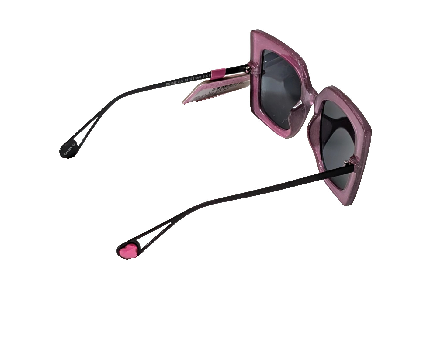 Luv Betsey Sunglasses LUV 23 172 EMB BLK Oversize Black, Purple / Heart Stone
