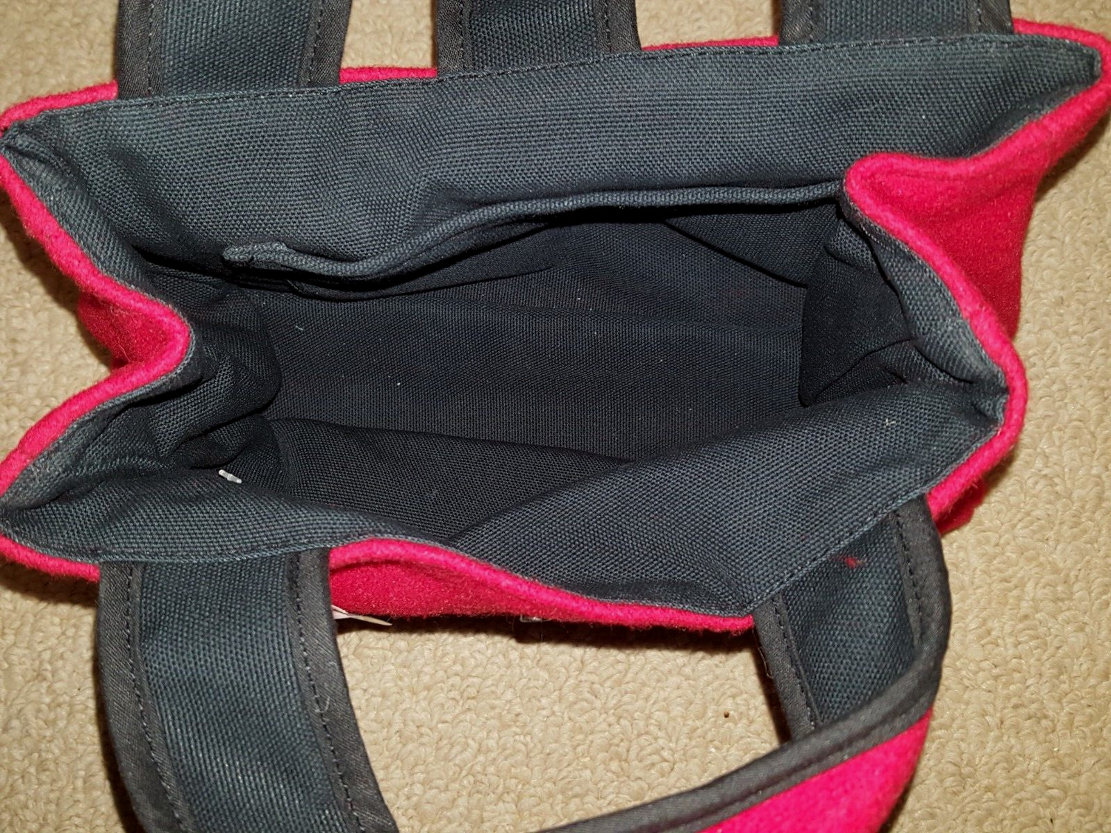 NWT Johnson Woolen Mills Red Wool Bitty Bag Purse Tote Hand Satchel 10”x7″x3″