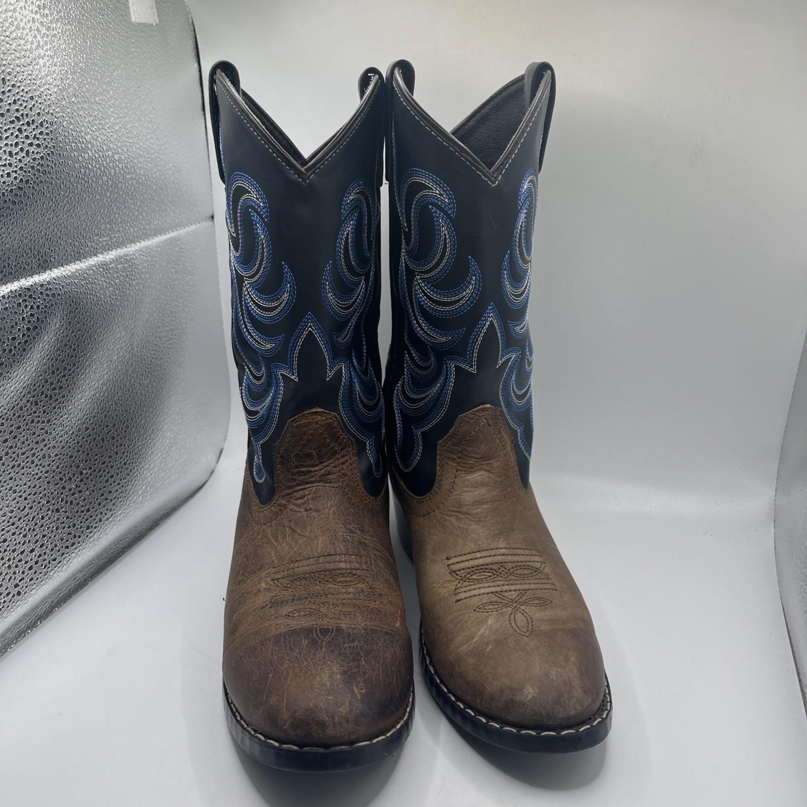 Cody James Cowboy Boots Blue Brown Leather Foot Style 41477 Size 6 D Youth