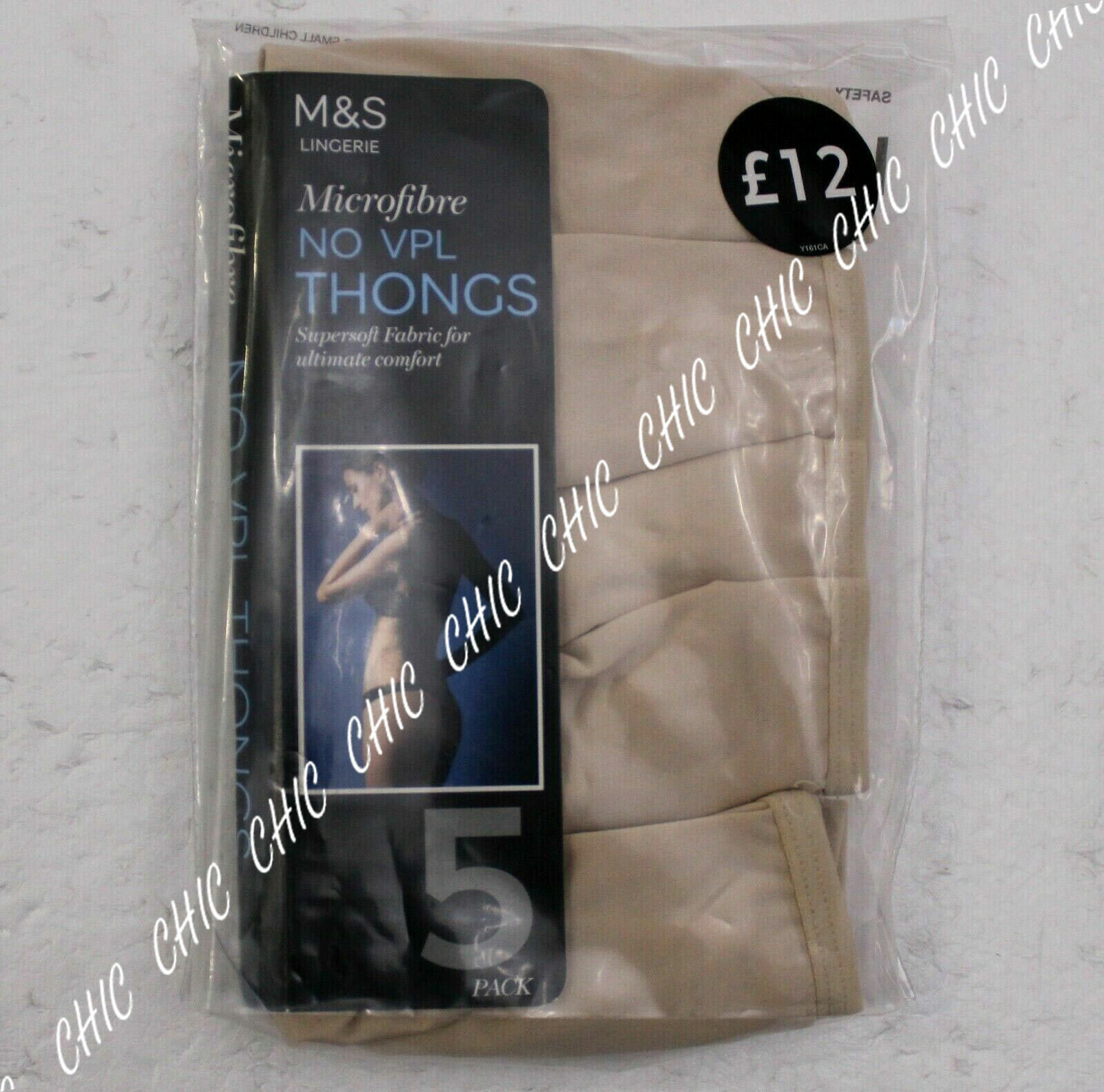 M & S Ladies 5 Pack Microfibre with Lycra Thongs Briefs Knickers Underwear