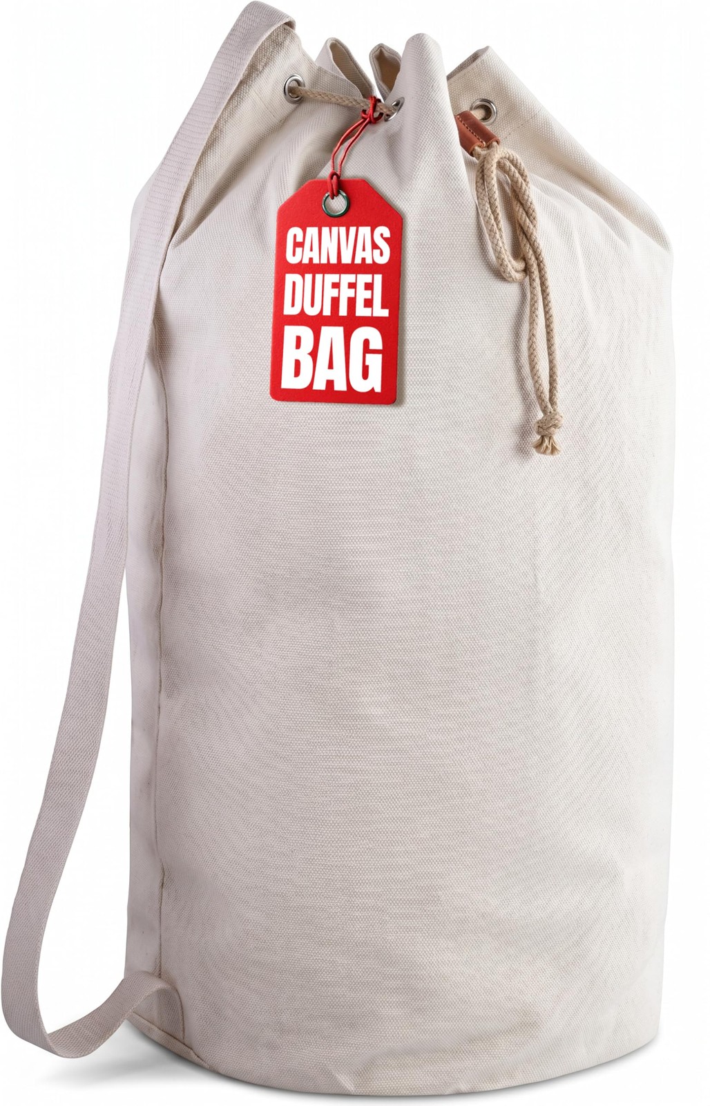 Canvas Duffel Bag – Drawstring, Leather Closure, Shoulder Strap