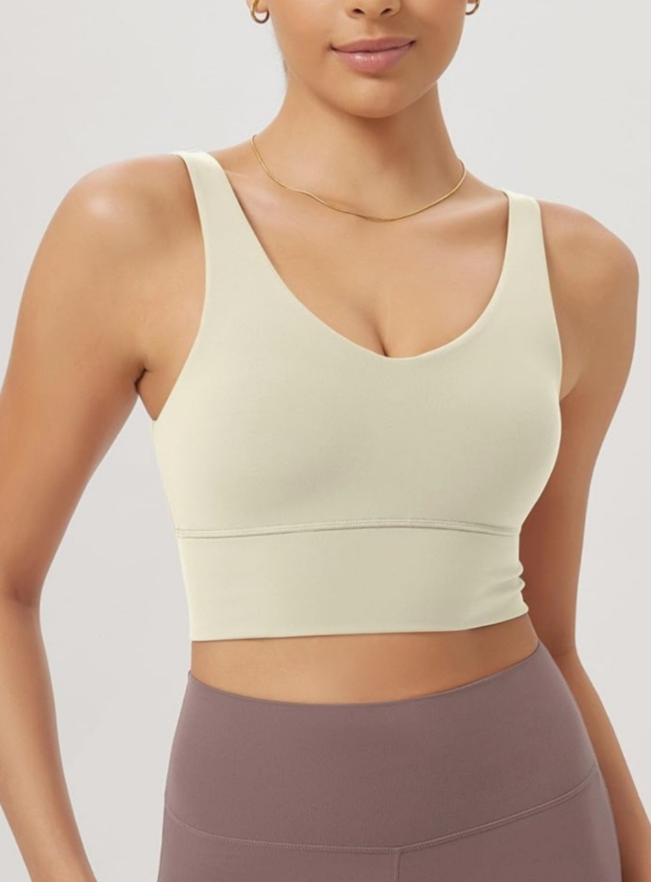 X-large Women’s Longline U-Back Sports Bra V-Neck Padded Yoga Workout Wirefree