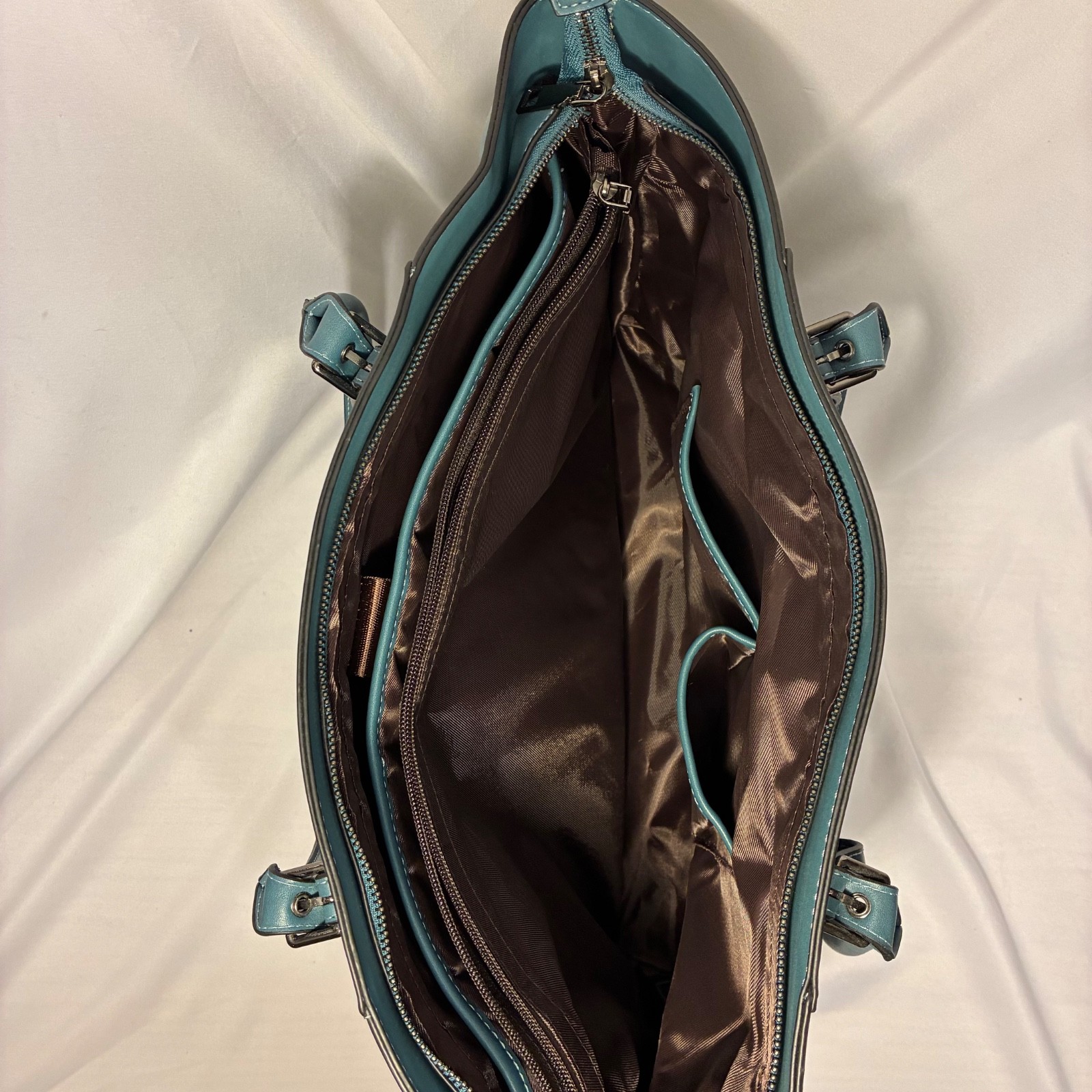 18 inch Laptop Tote Bag Leather Messenger Handbag Blue