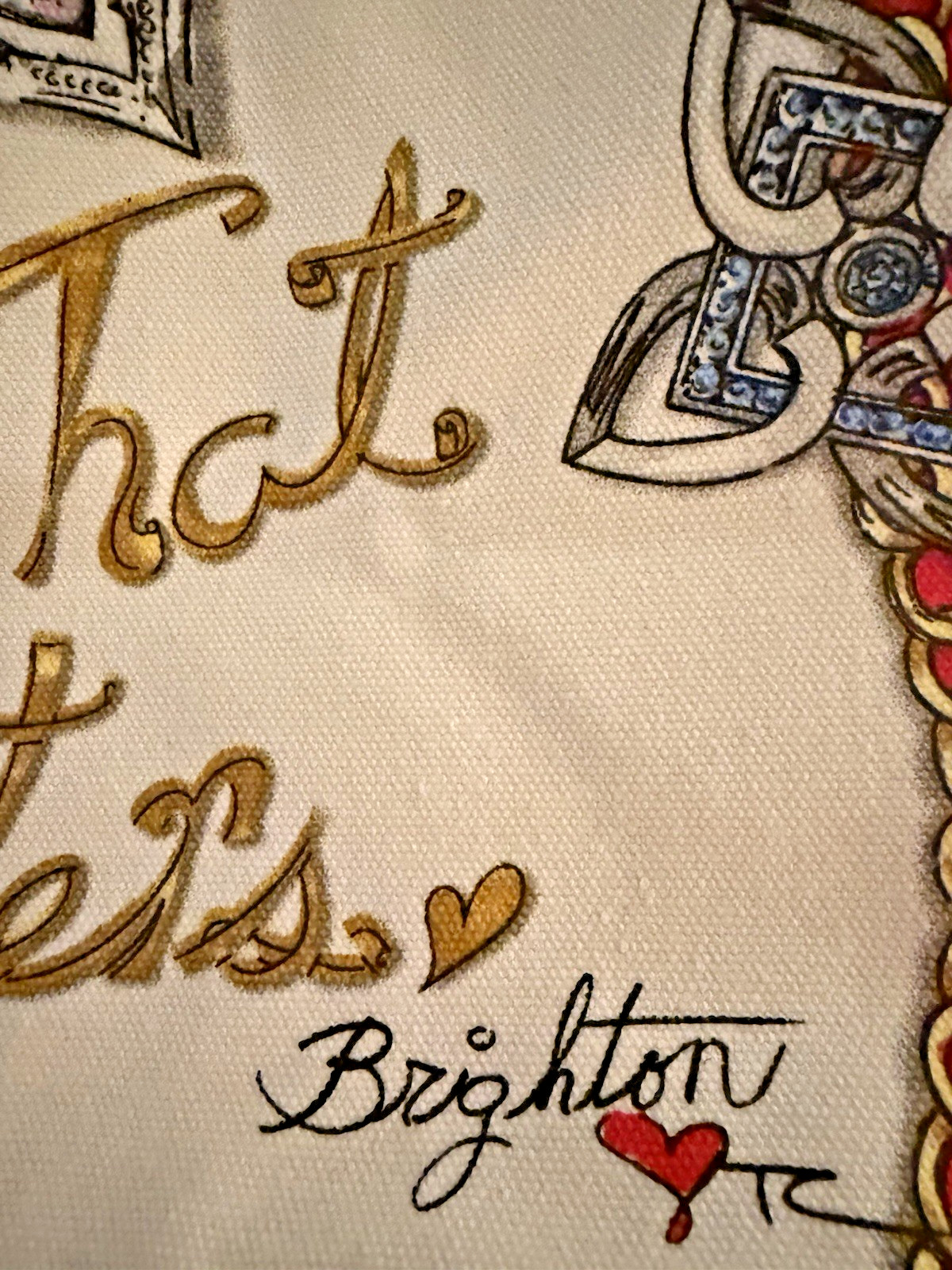 Brighton All That Glitters Canvas Tote Bag Tom Clancy Red Love Heart Jewels NWT