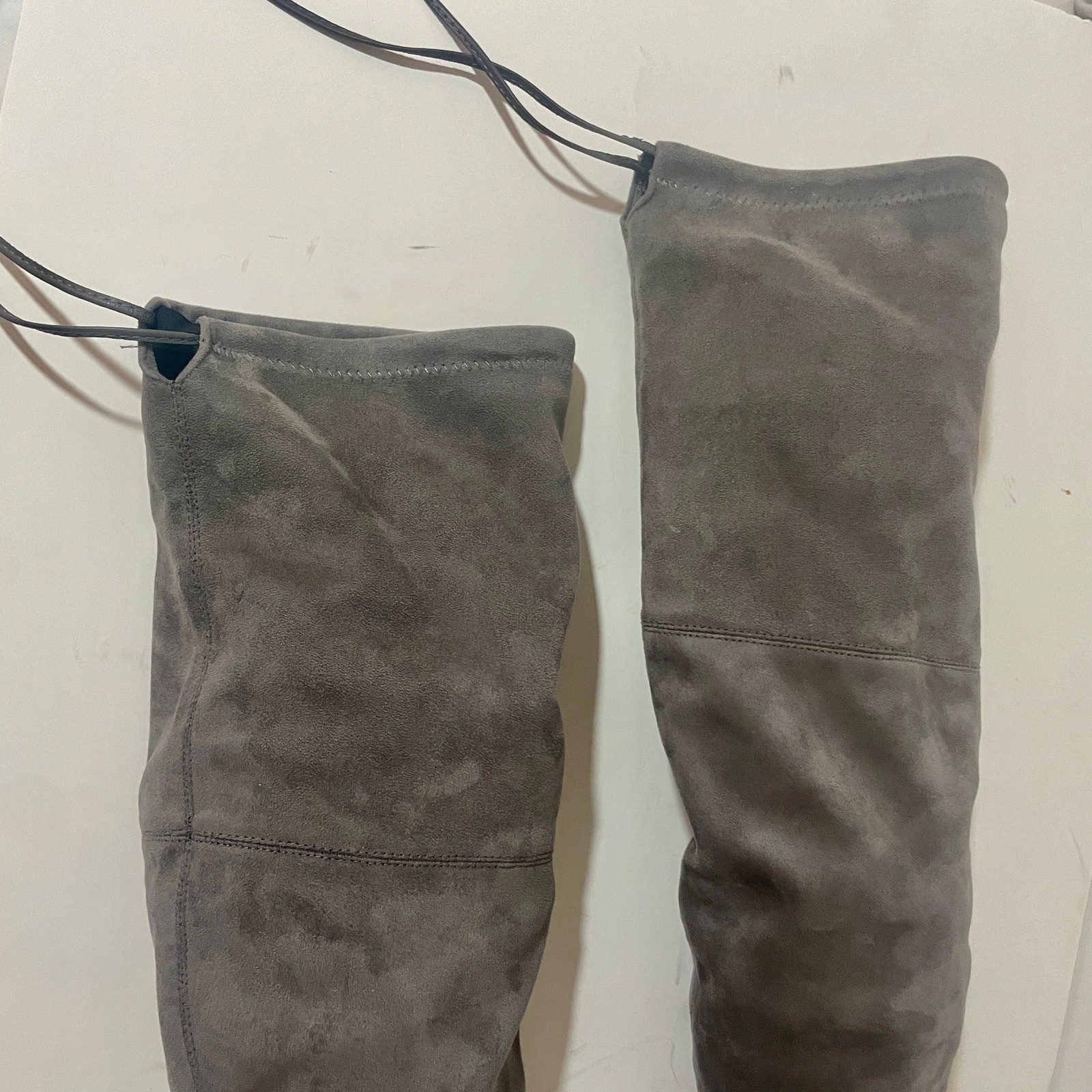 Stuart Weitzman Highland Boots Over the Knee Thigh High Gray Block Heel sz 38