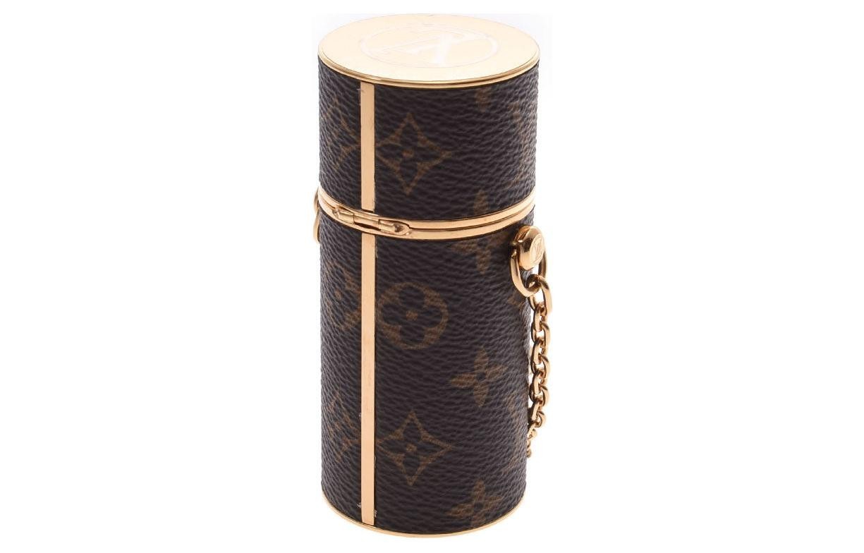 LOUIS VUITTON Lipstick Case Monogram Brown 1.3×1.3×3.3 in