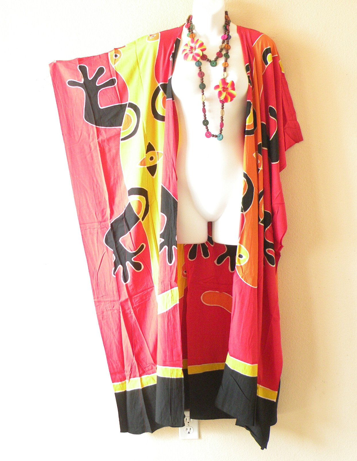 CG36 Gecko Hand Painted Batik Plus Size Duster Open Duster Maxi Cardigan S to 5X
