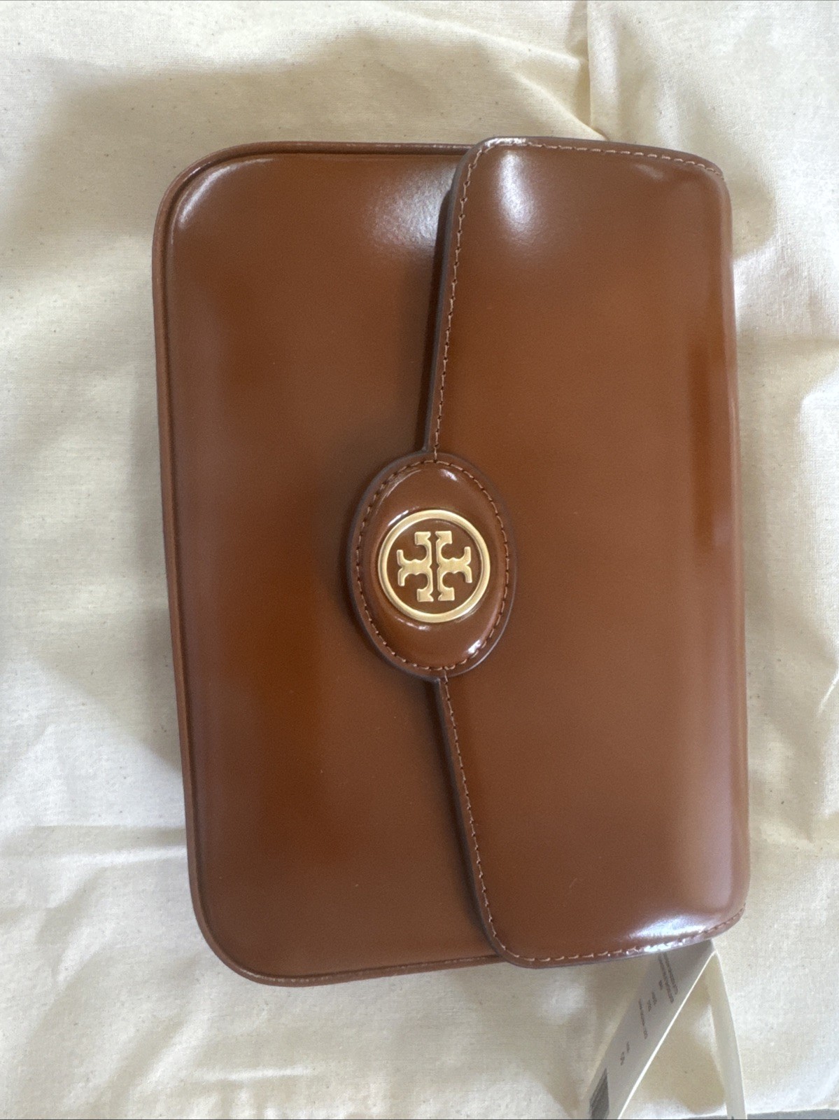 NWT TORY BURCH $420 DARK SIENNA ROBINSON SPAZZOLATO CONVERTIBLE SHOULDER BAG