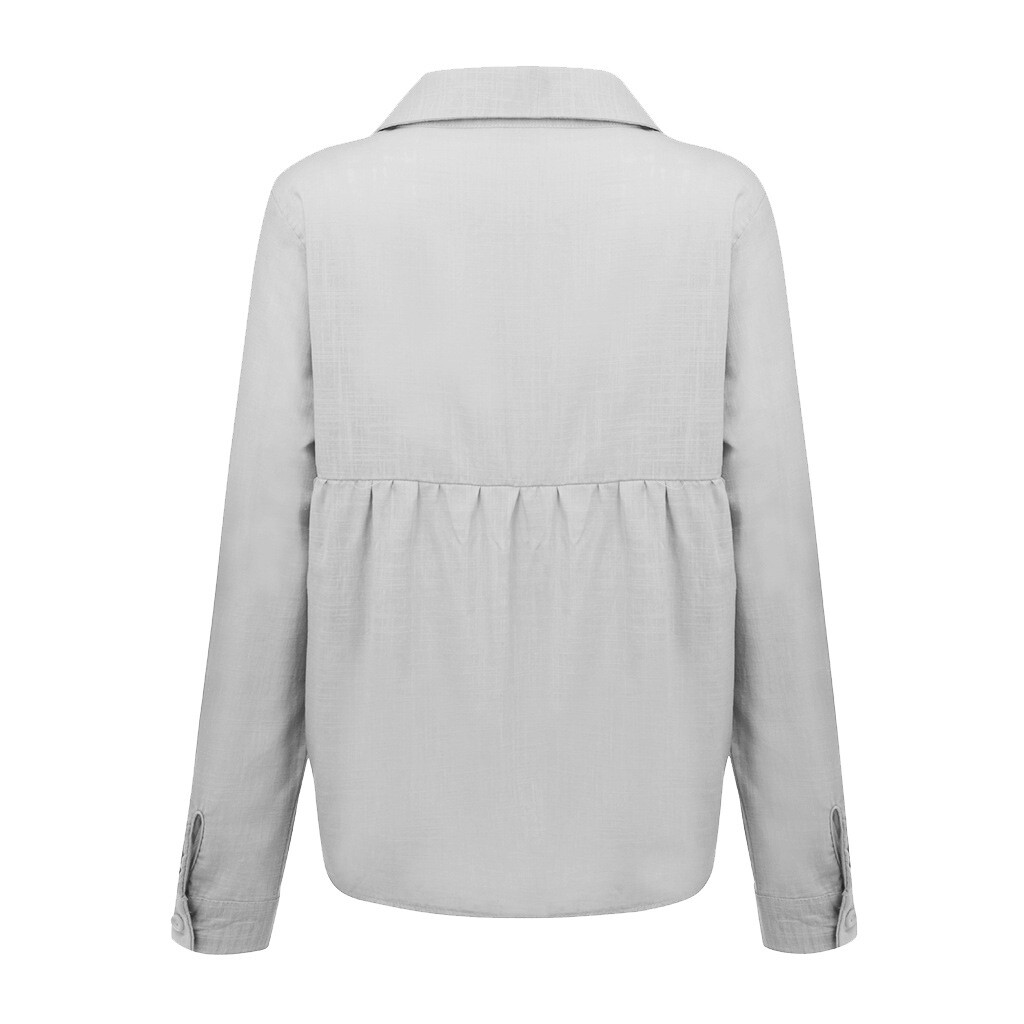 Women’s Long Sleeve Cotton Linen Shirt Elegant Casual Button Down Blouse Tops