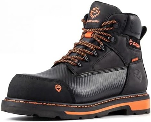 SUREWAY Men’s 6″ Waterproof Soft/Composite Toe Work Boots – Crazy Horse Leath…
