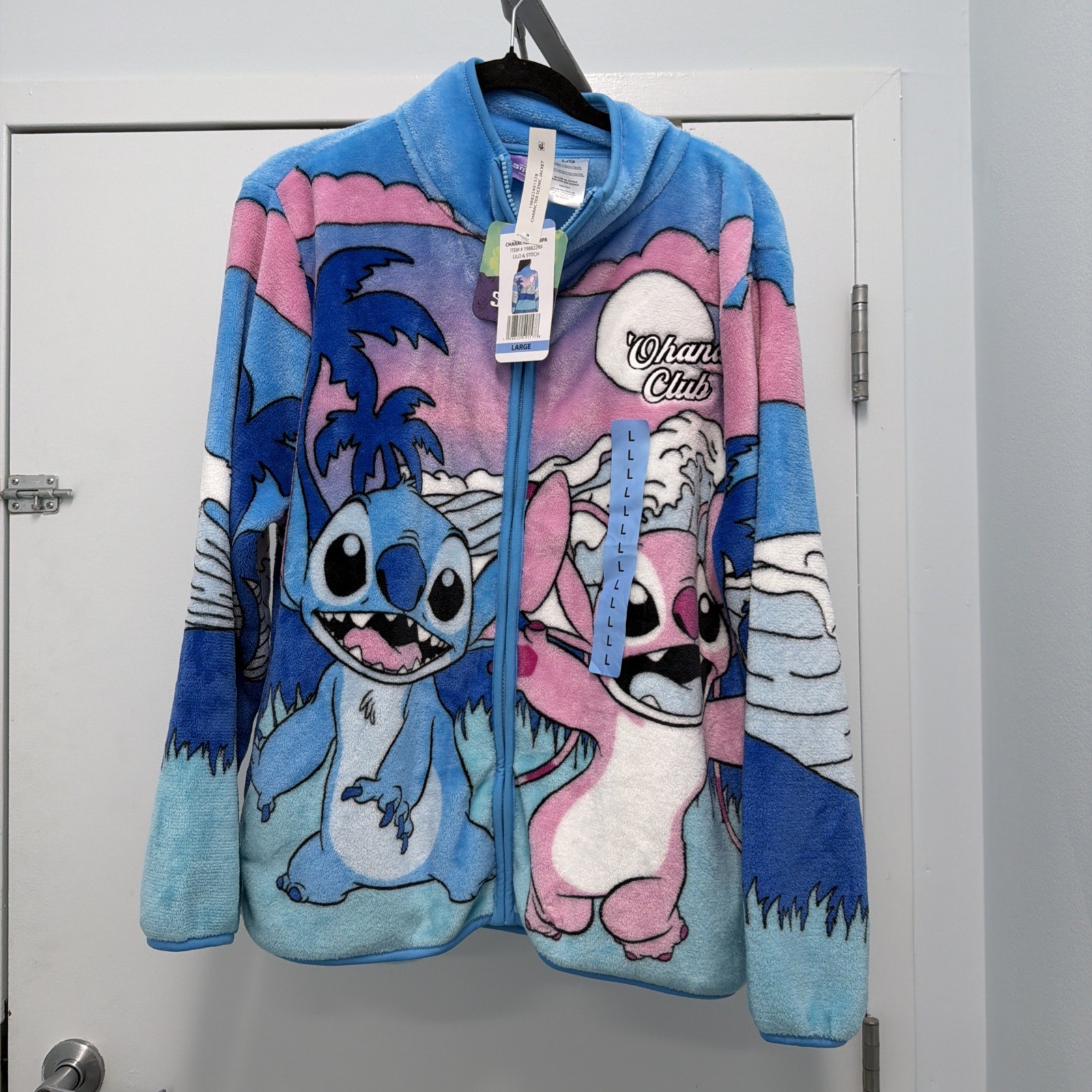 Lilo And Stitch Character Sherpa Scenic Jacket Zip Front Women’s L NEW