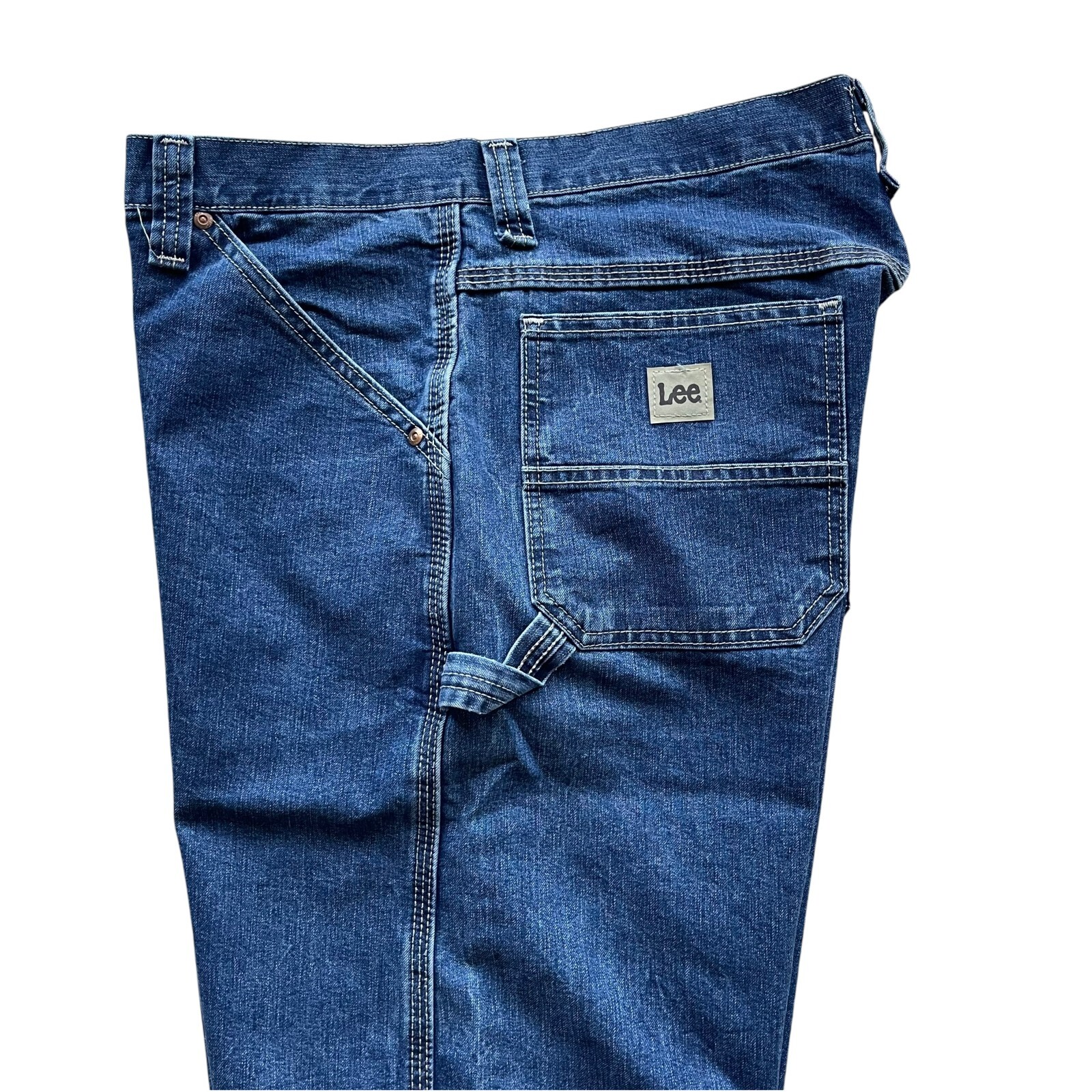 Lee Men’s Stone Wash Straight Leg Loose Fit Cargo Carpenter Denim Jeans 3 Colors