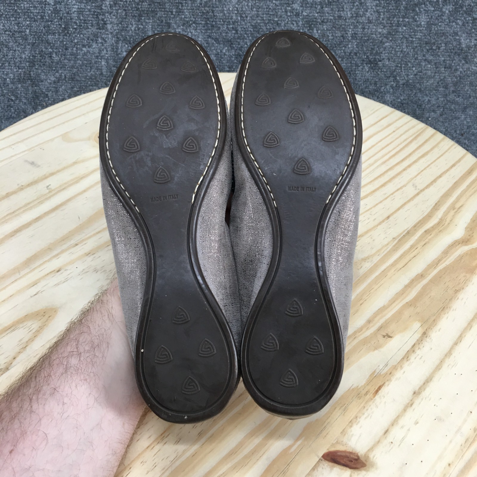 AGL Attilio Giusti Leombruni Loafers Womens 39 Taupe Suede Metallic Slip On