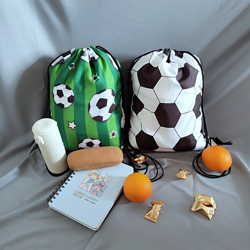 Large Foldable Football Print Drawstring Backpack Unisex Casual Sports Bag ◐