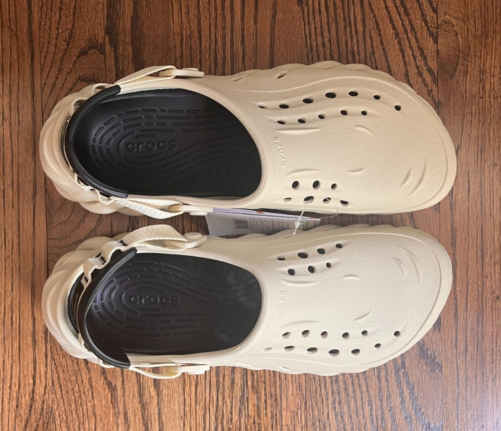 Crocs Bone (Off-White) / Black Echo Clogs US Men 9, 11 NWT