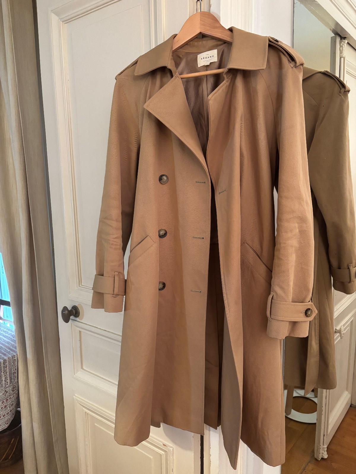 Sézane Scott Trench Coat in Camel, 38