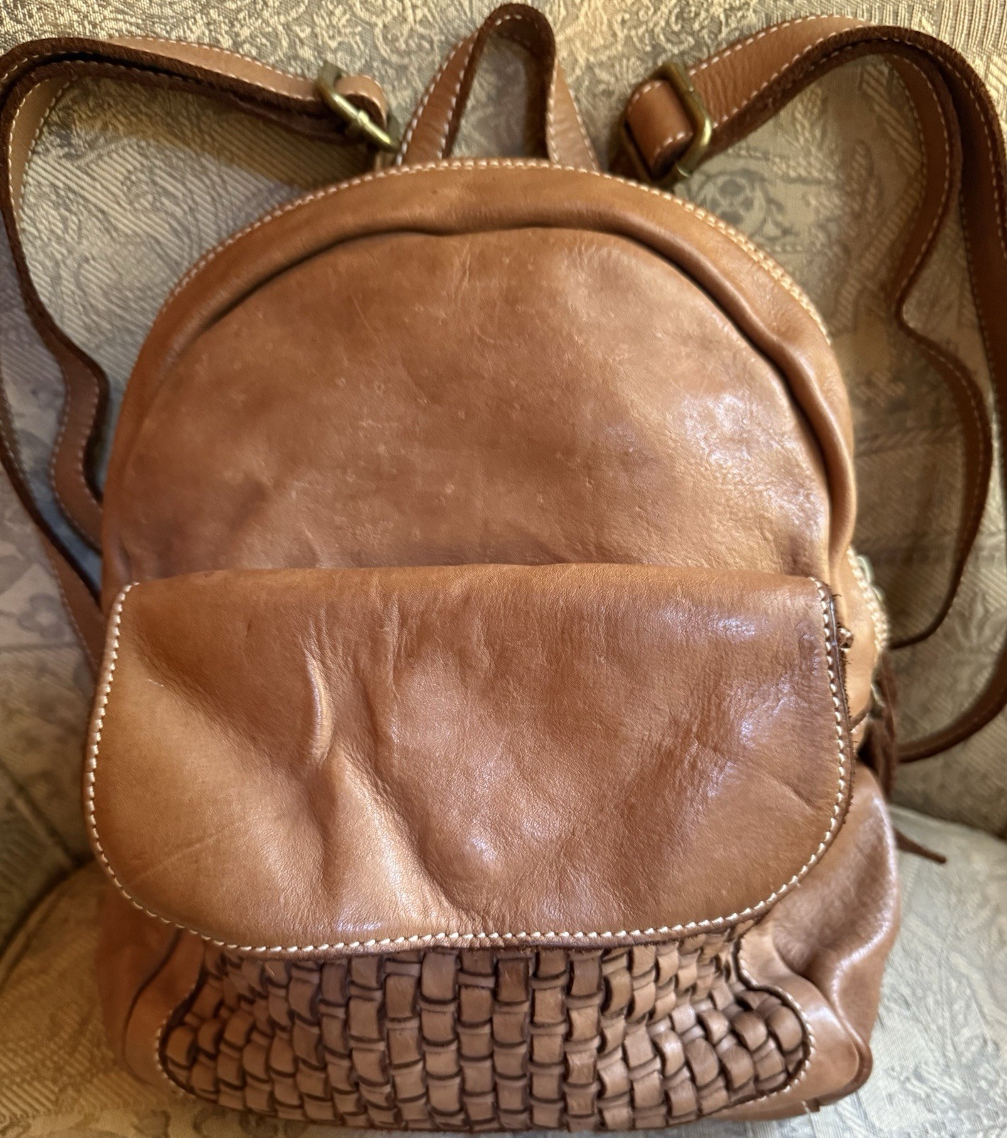 Costanza Rota Brown Genuine Leather Backpack Made In Italy