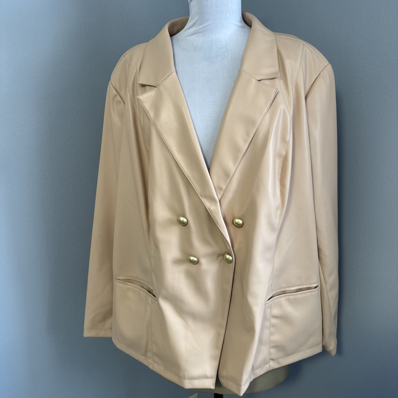 NEW G by Giuliana Sandwash 5X Ochre Scuba Blazer Jacket Double Breasted