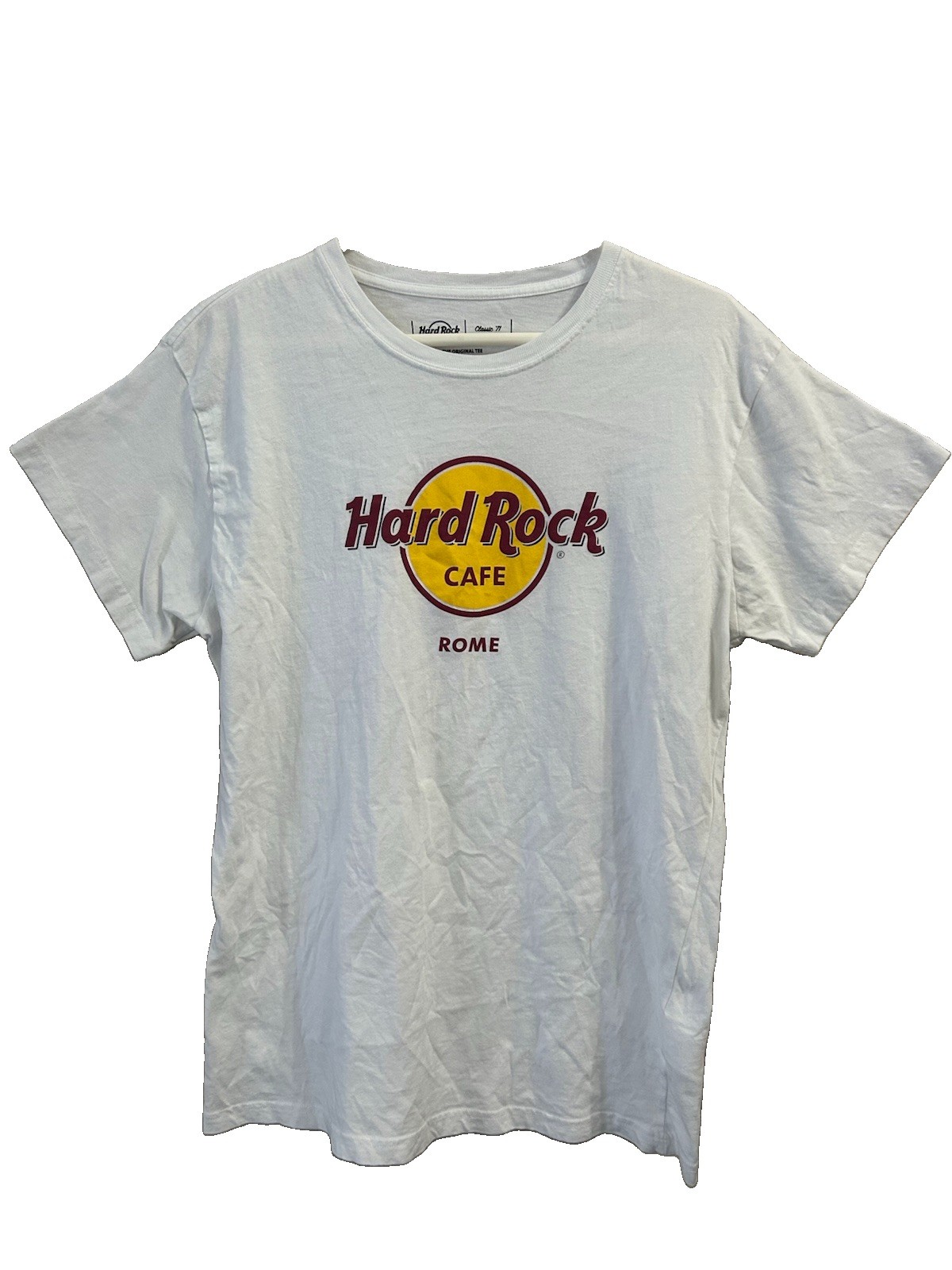 Hard Rock Cafe Rome T-Shirt Men’s White 2XL Graphic 100% Combed Cotton