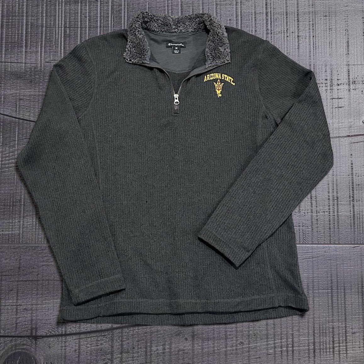 Champion Elite Arizona State Sun Devils Quarter Zip Pullover Grey Mens M 1252990