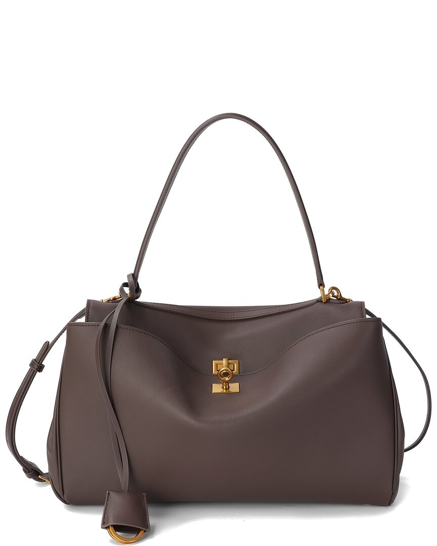 Tiffany & Fred Paris Large Smooth Leather Tote Women’s Brown