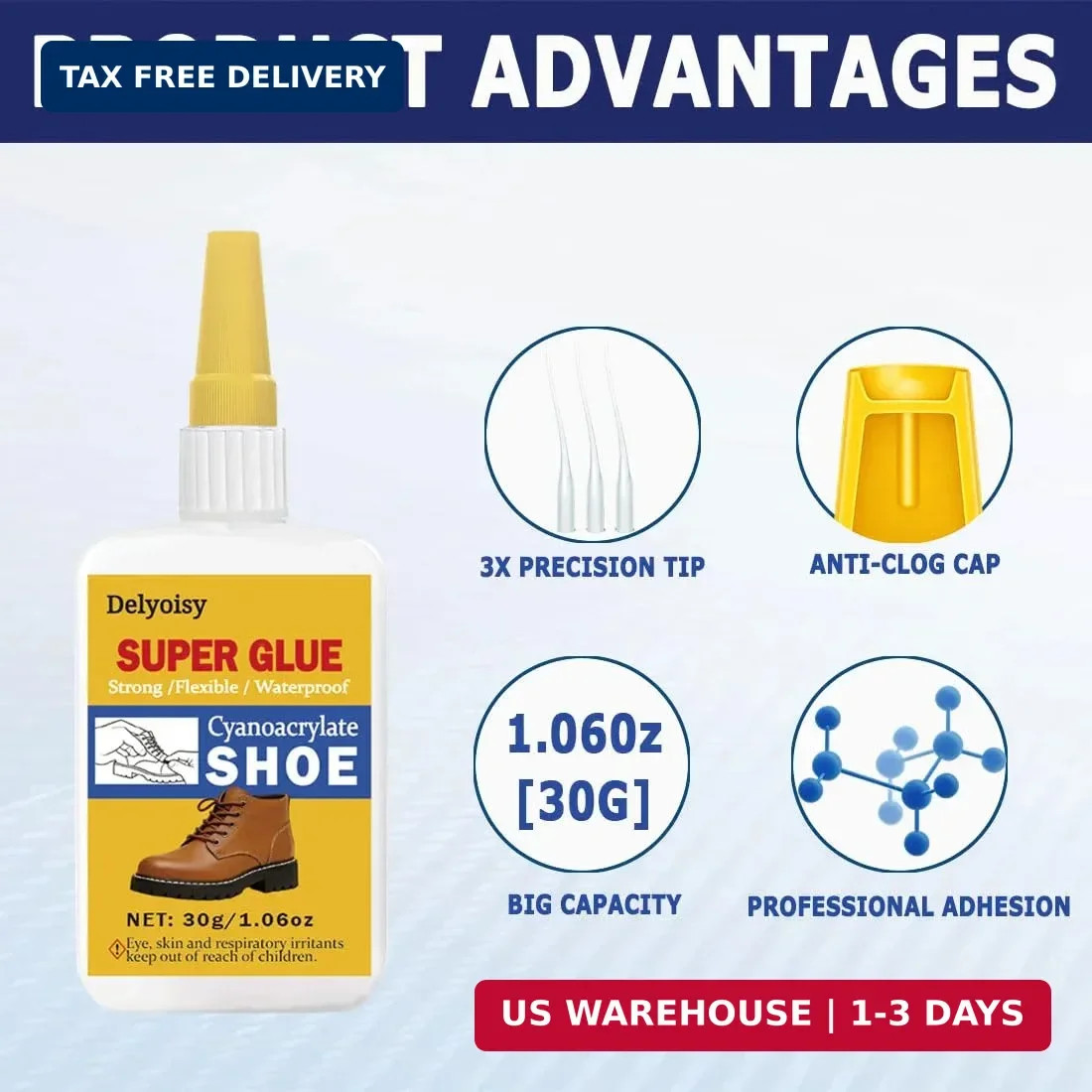 30G Shoe Glue for Sole Repair – Heavy Duty Super Adhesive for Boots, Sneakers, L