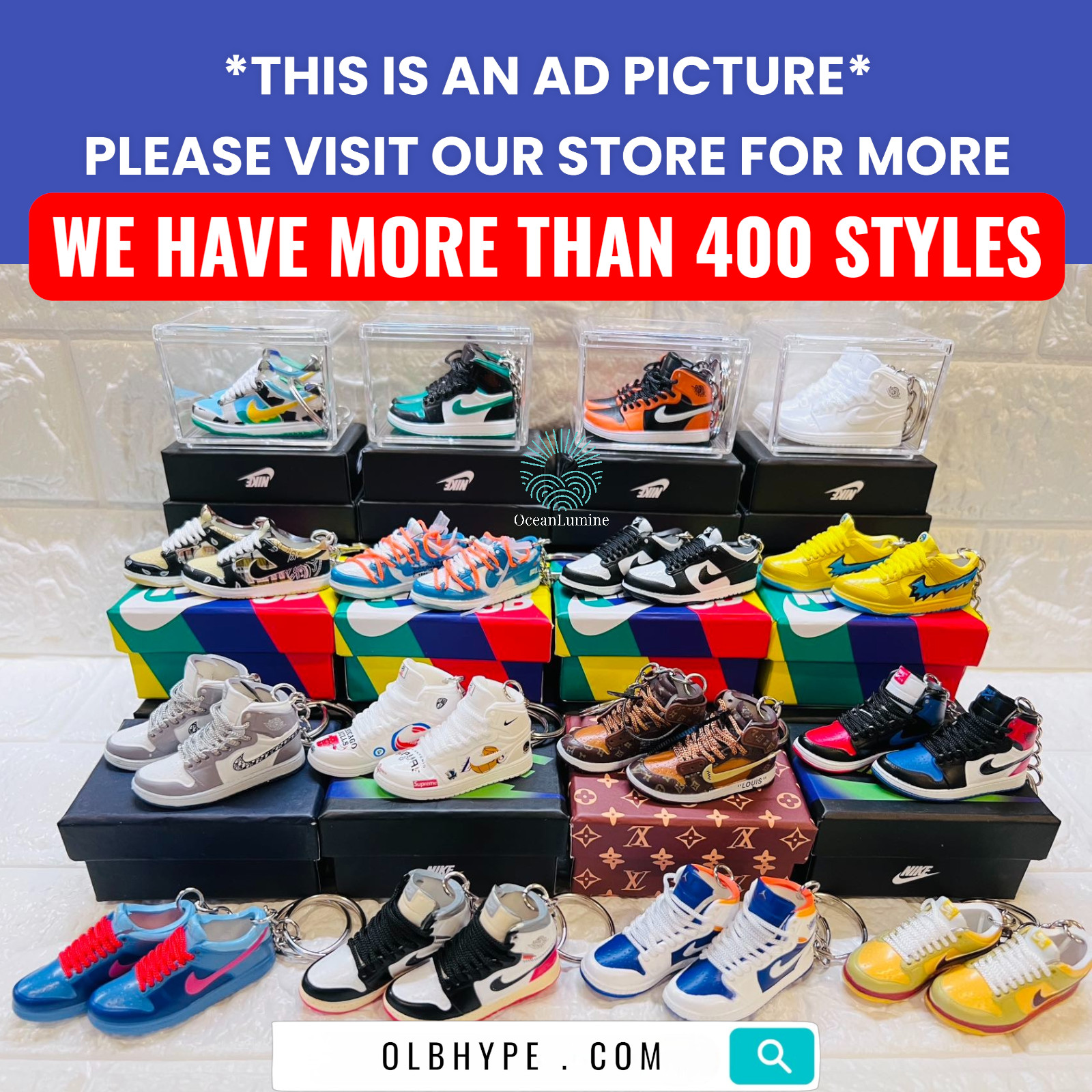 Bulk Order For Shoe Keychain 3D Mini Sneaker Charm Random Style For Party Favor
