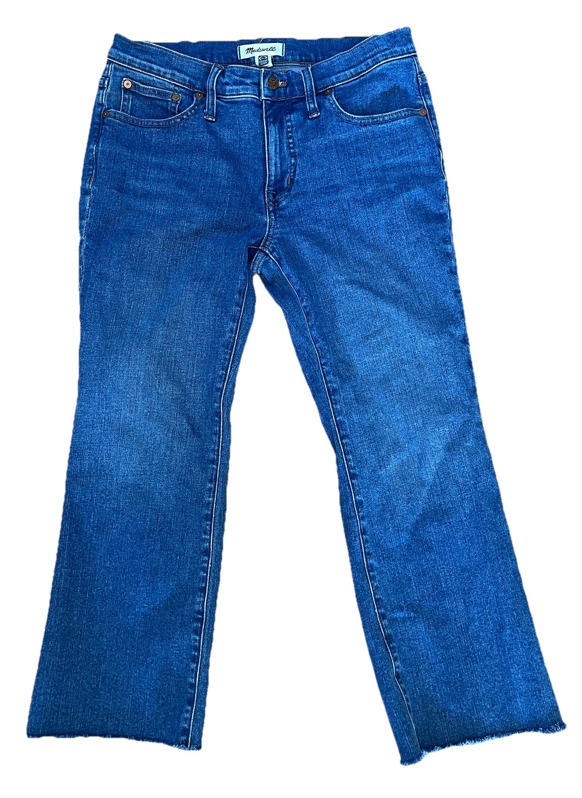 Madewell Mid Rise Kick Out Jeans Womens 28P Concho Wash Cropped Flare Denim