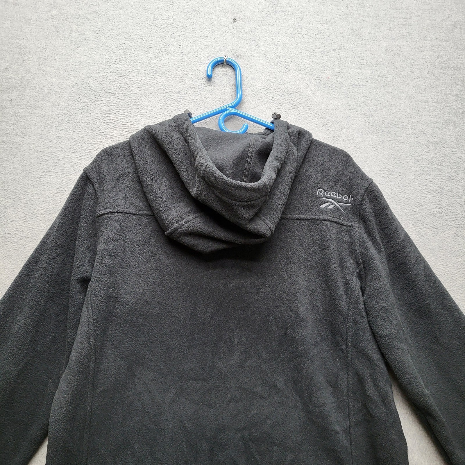 Reebok Men Jacket S Black Quilted Logo Embroidery Zipper Long Sleeve Y2K
