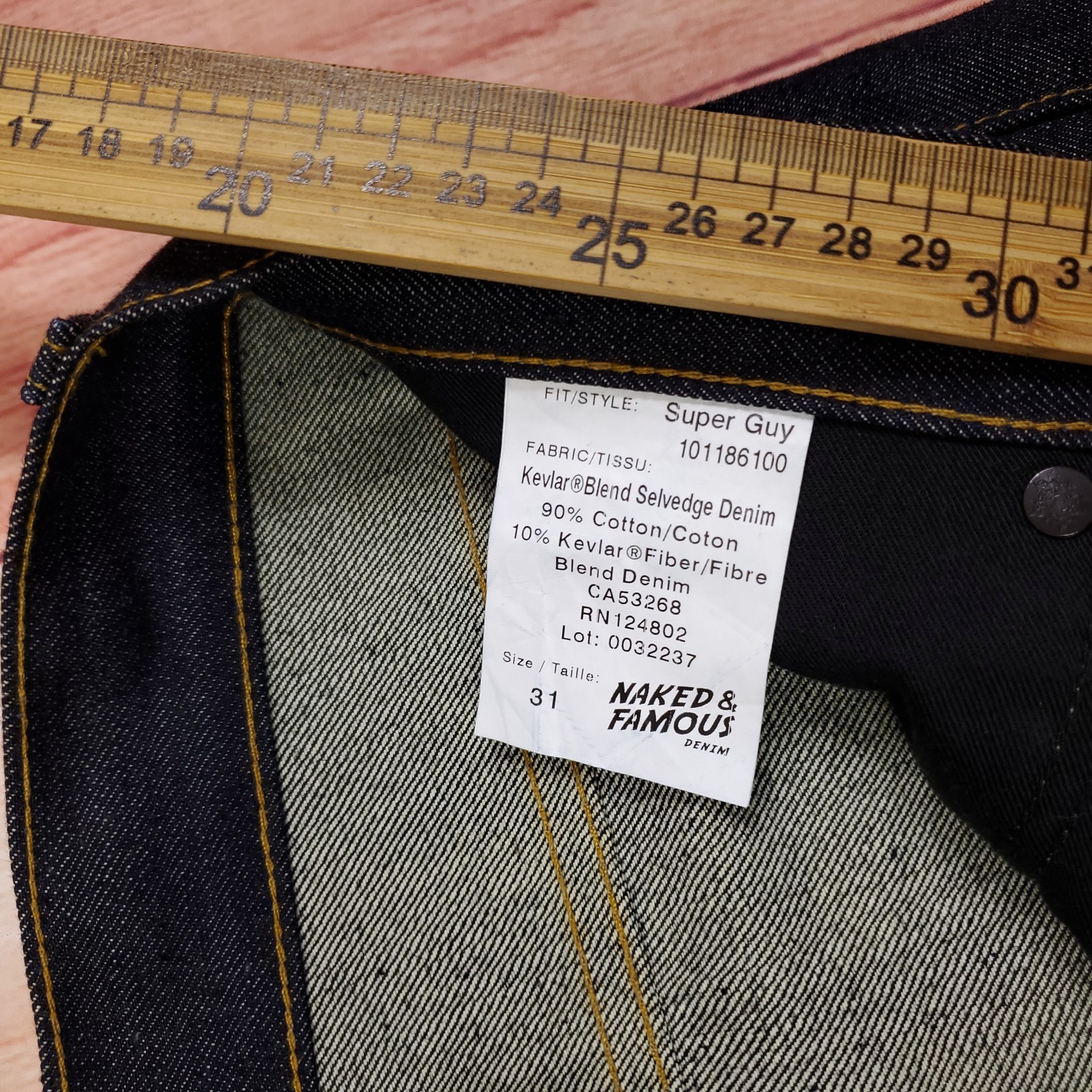 Naked & Famous Made W/ Kevlar Blend Selvedge Blue Denim Jeans 31 (Meas. 30×32)