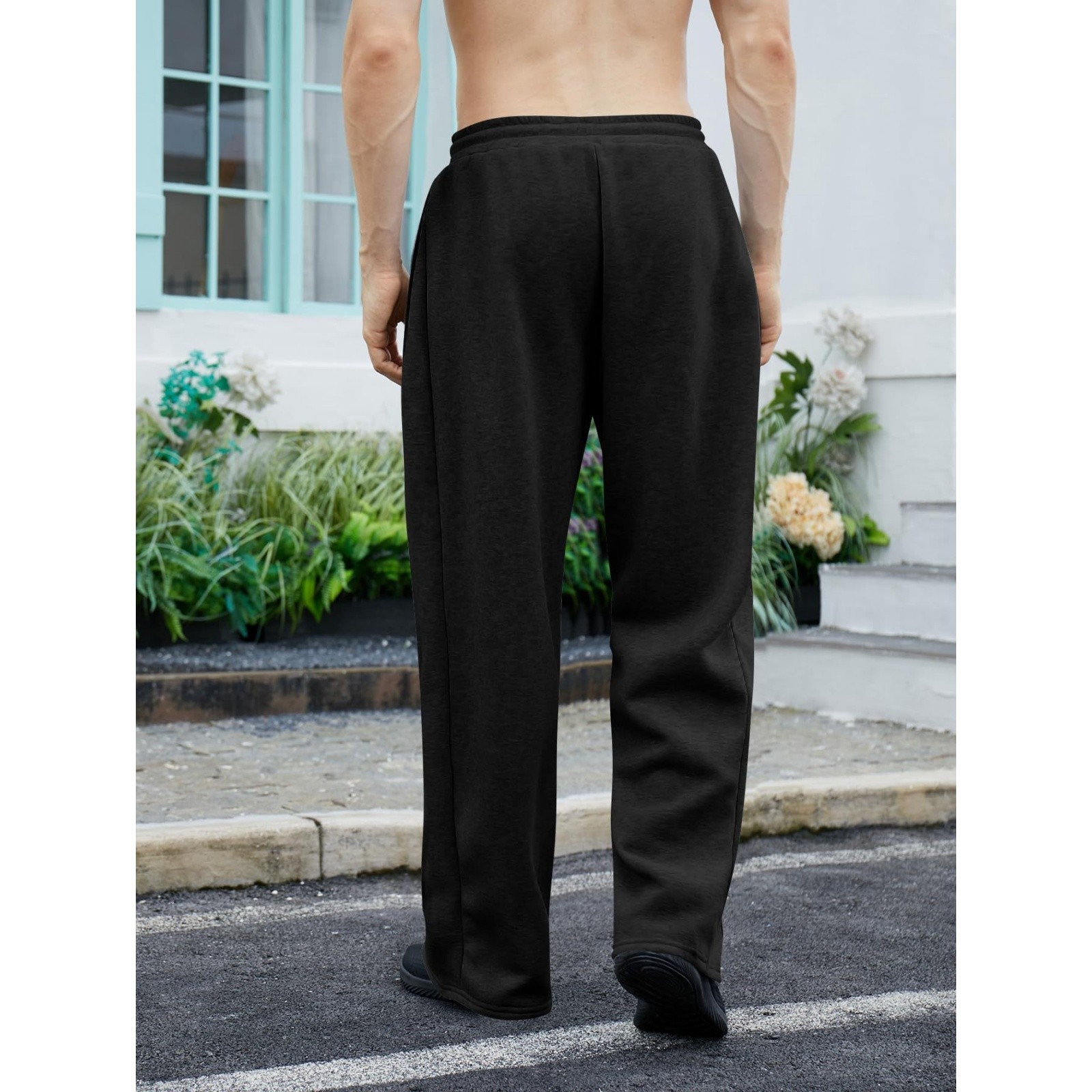 Men’s Casual Sweatpants Athletic Drawstring Open Bottom Lounge Pants w/ Pockets