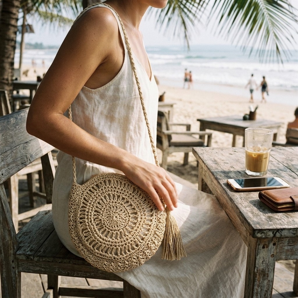 Women Summer Beach Shoulder Bag Handwoven Straw Crossbody Bag for Ladies