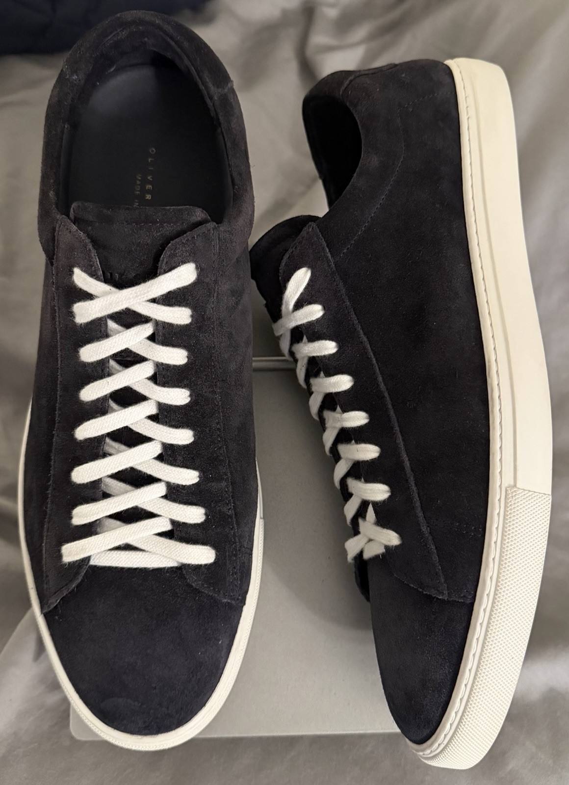 Oliver Cabell Low 1 ‘Navy Waxed’ Suede Sneakers Sz EU 45/ US 12 Made In Italy!