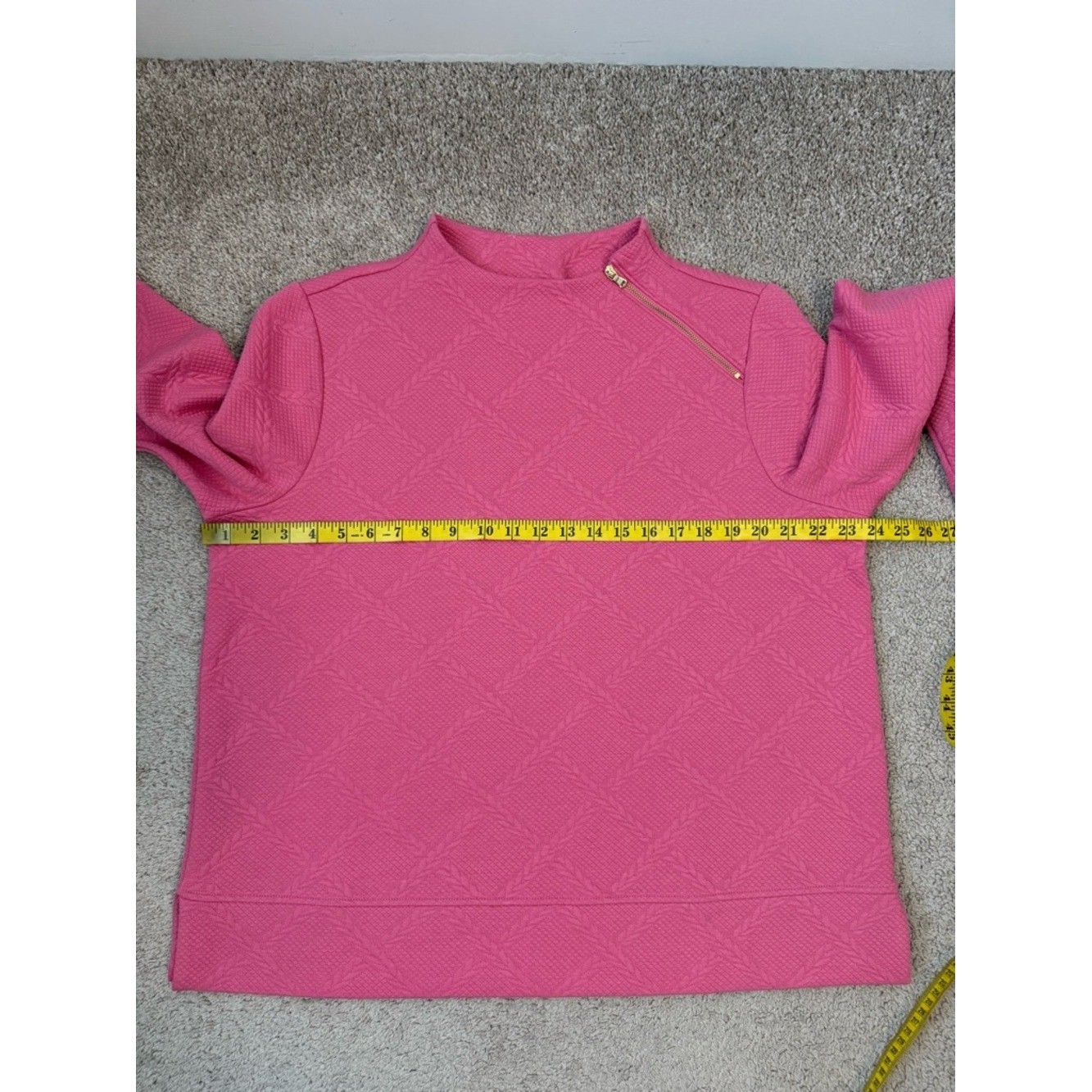 Talbots Plus Textured Funnel Neck Pullover Sweatshirt Petunia Pink 1X