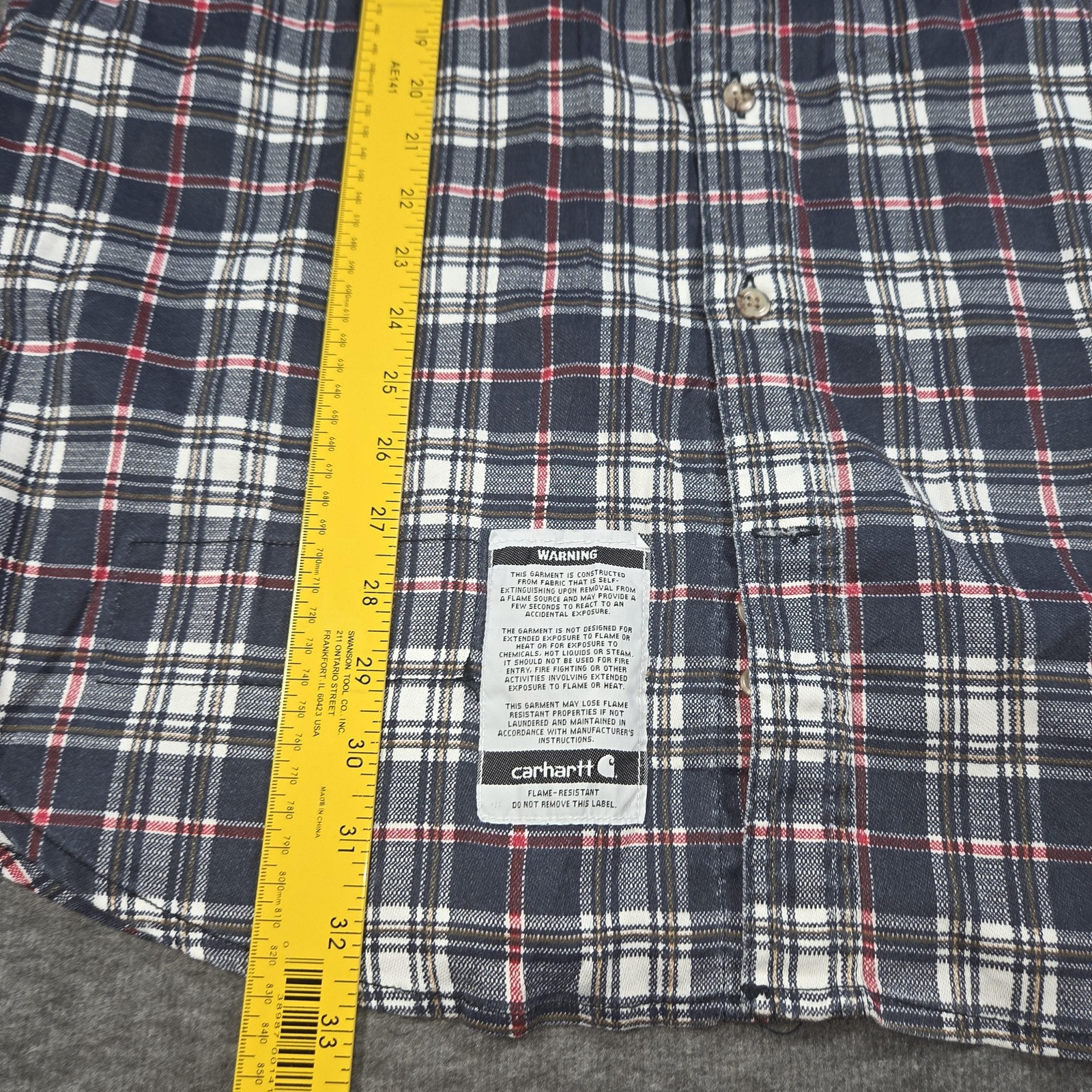 Carhartt Shirt Mens Large Blue Plaid FR Flame Resistant Workwear NFPA 2112
