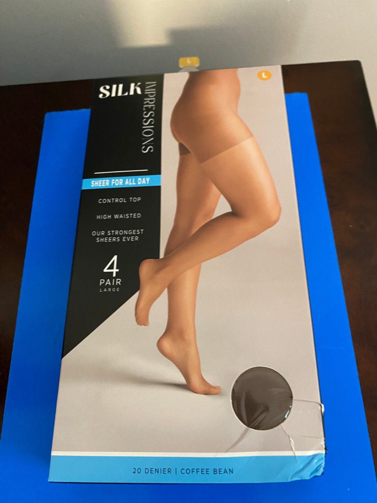 NEW SIZE LARGE SILK IMPRESSIONS SHEER SUPPORT 20D COFFEE BEAN HIGH WAISTED 4PK