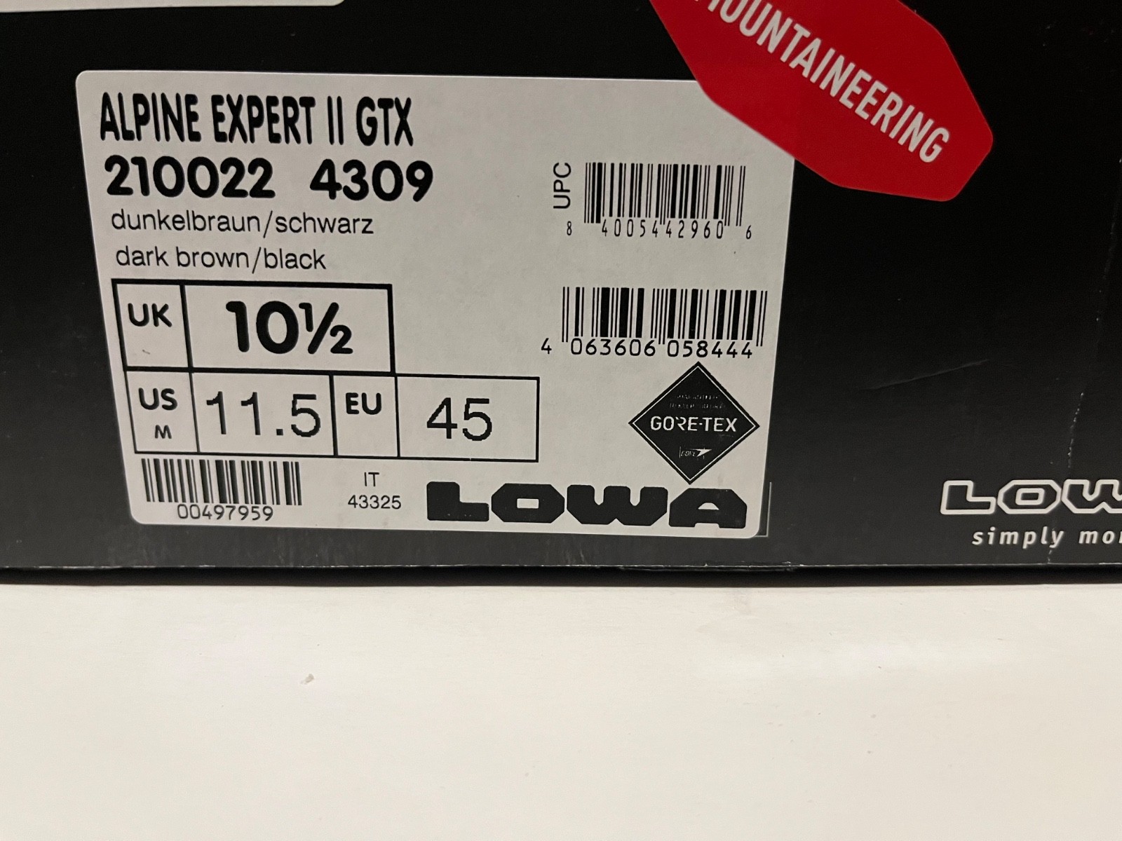 LOWA Alpine Expert II GTX GoreTex Boot Hiking Trekking Mountaineering Made ITALY