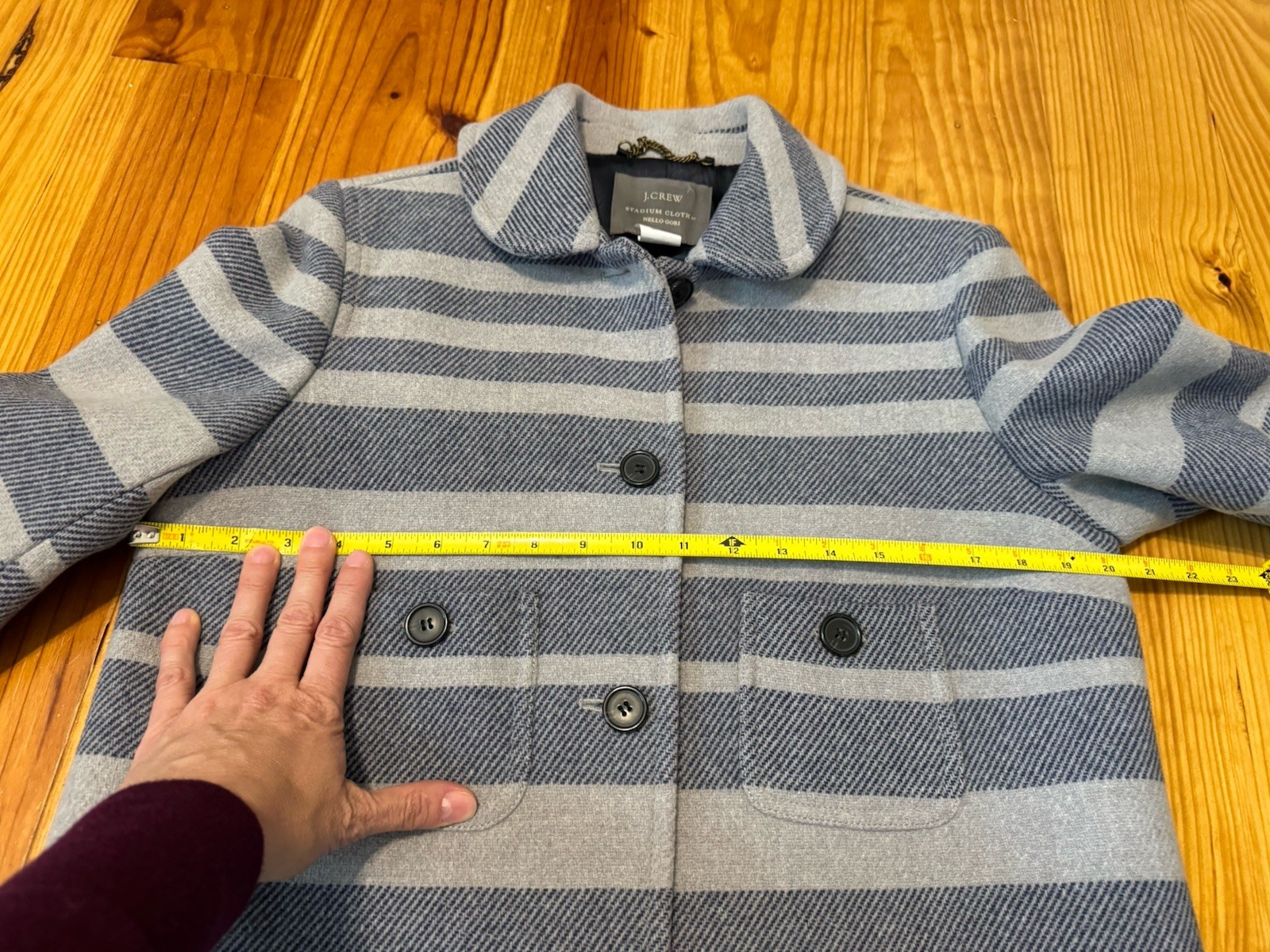 J.Crew Stadium Cloth Italian Nello Gori Wool Striped Wool Blend Coat Women’s 10