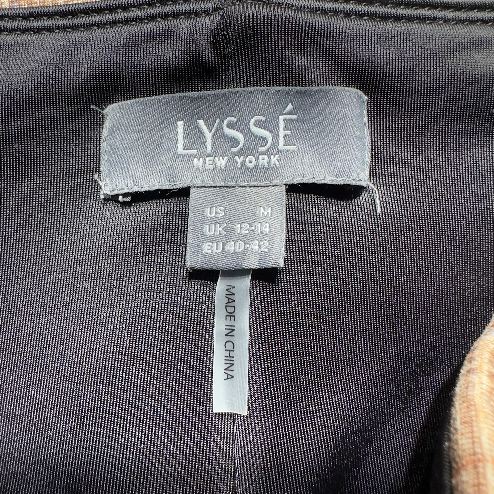 Lysse Plaid Casual Elastic Waist Stretch Pull On Straight Leg Women Sz M
