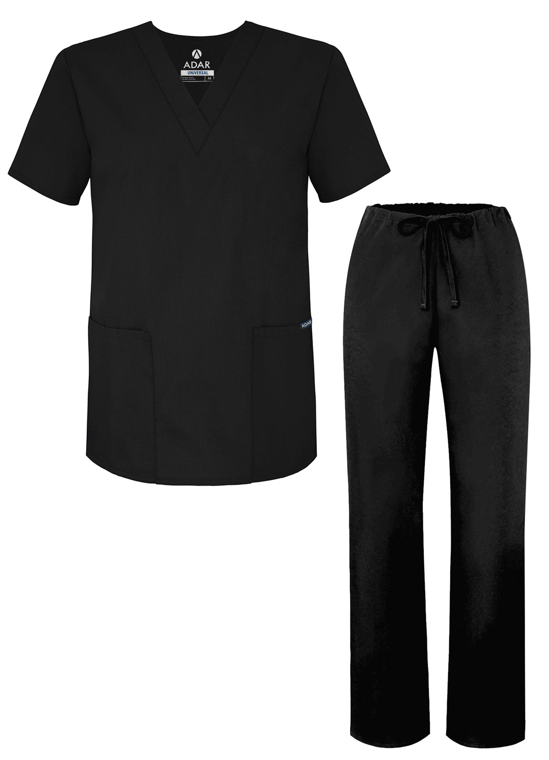 Adar Men’s Medical Nursing Doctor Scrub Set Uniform V-neck Shirt & Pants