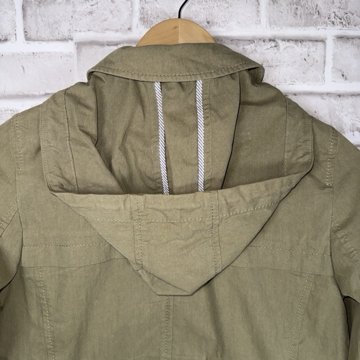 Talbots Military Field Utility Jacket Size P Petite Green Olive Drawcord Waist