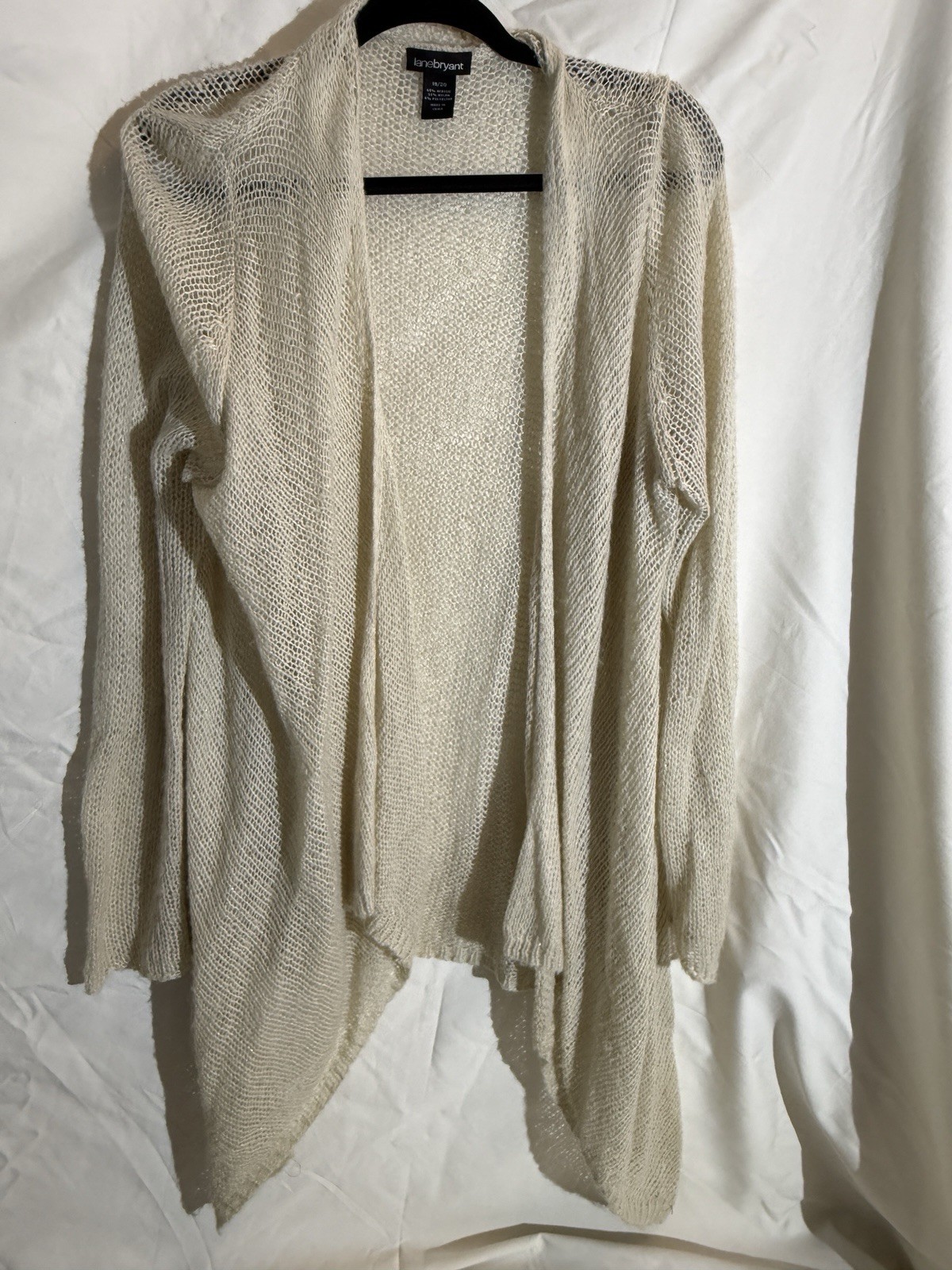 Lane Bryant Plus 18/20 Ivory Solid Knit Long Sleeve Cardigan Sweater #049