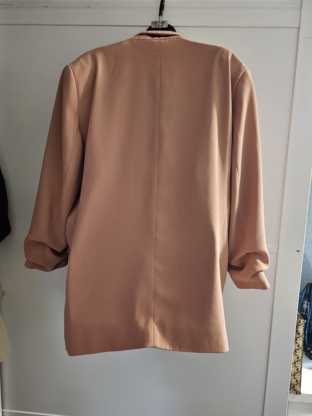 River Island salmon pink oversized blazer ruched sleeves Size 16 Women’s