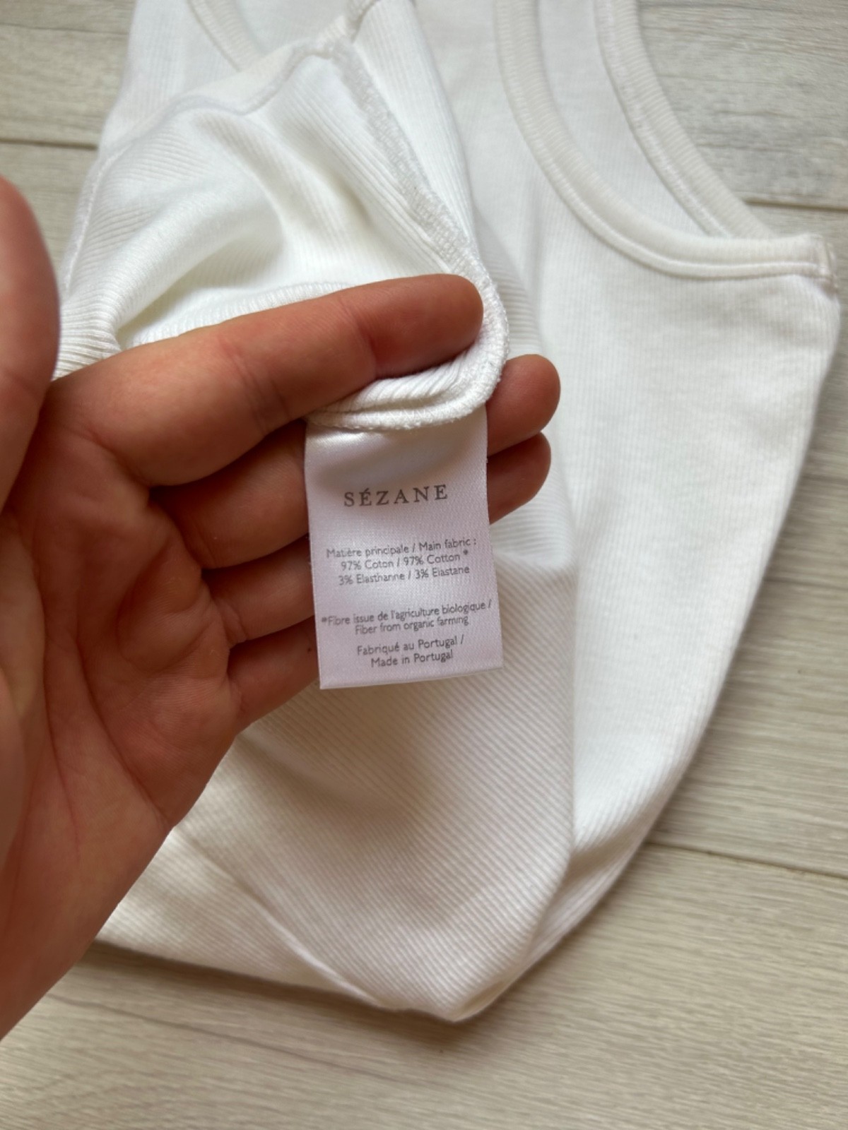 SEZANE Paris Marcel White Ribbed Tank Top Halter High Neck Organic Cotton Size M