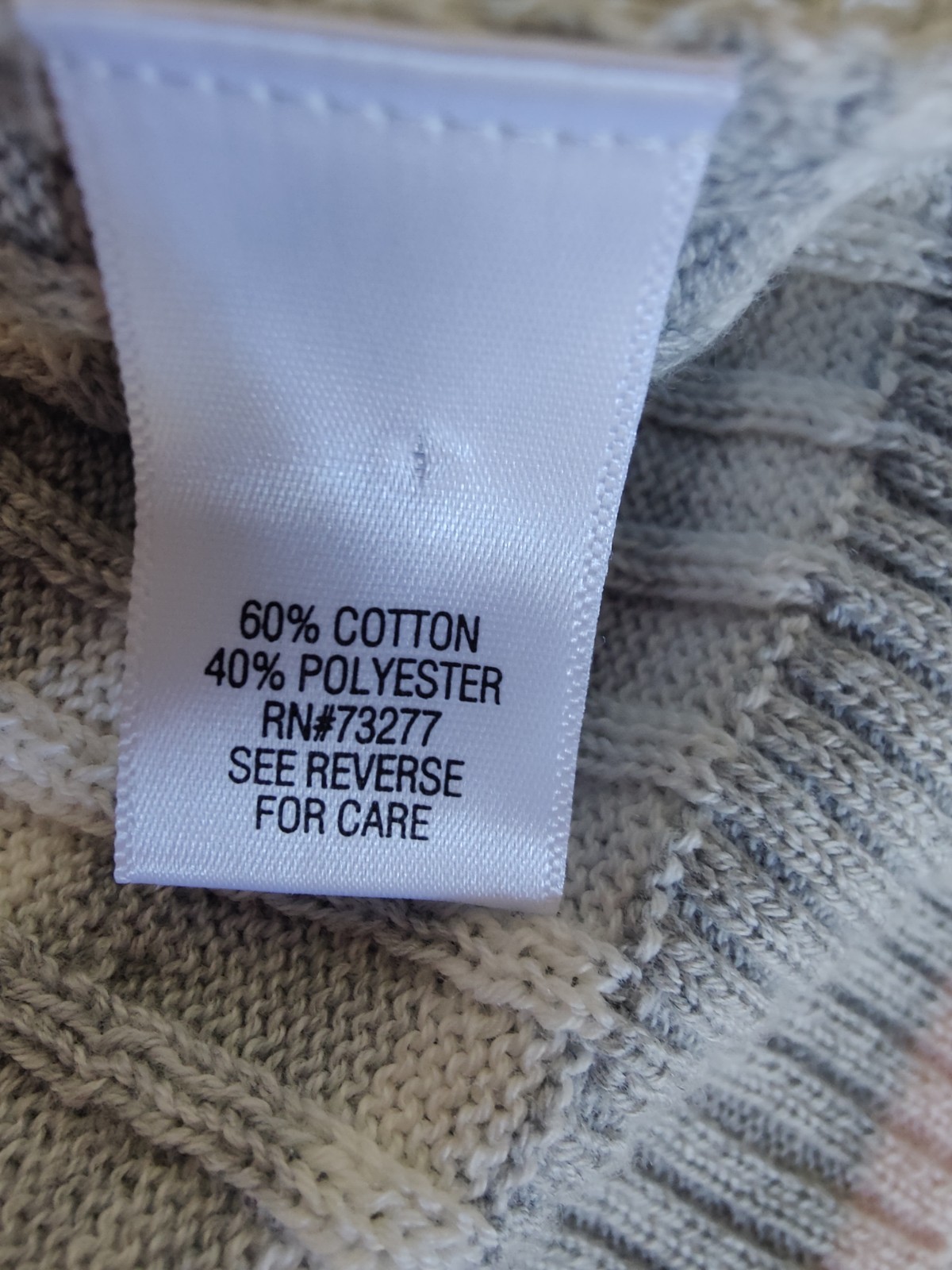 Croft & Barrow Pink Gray White Cable Knit Striped Pullover Crew Sweater XL