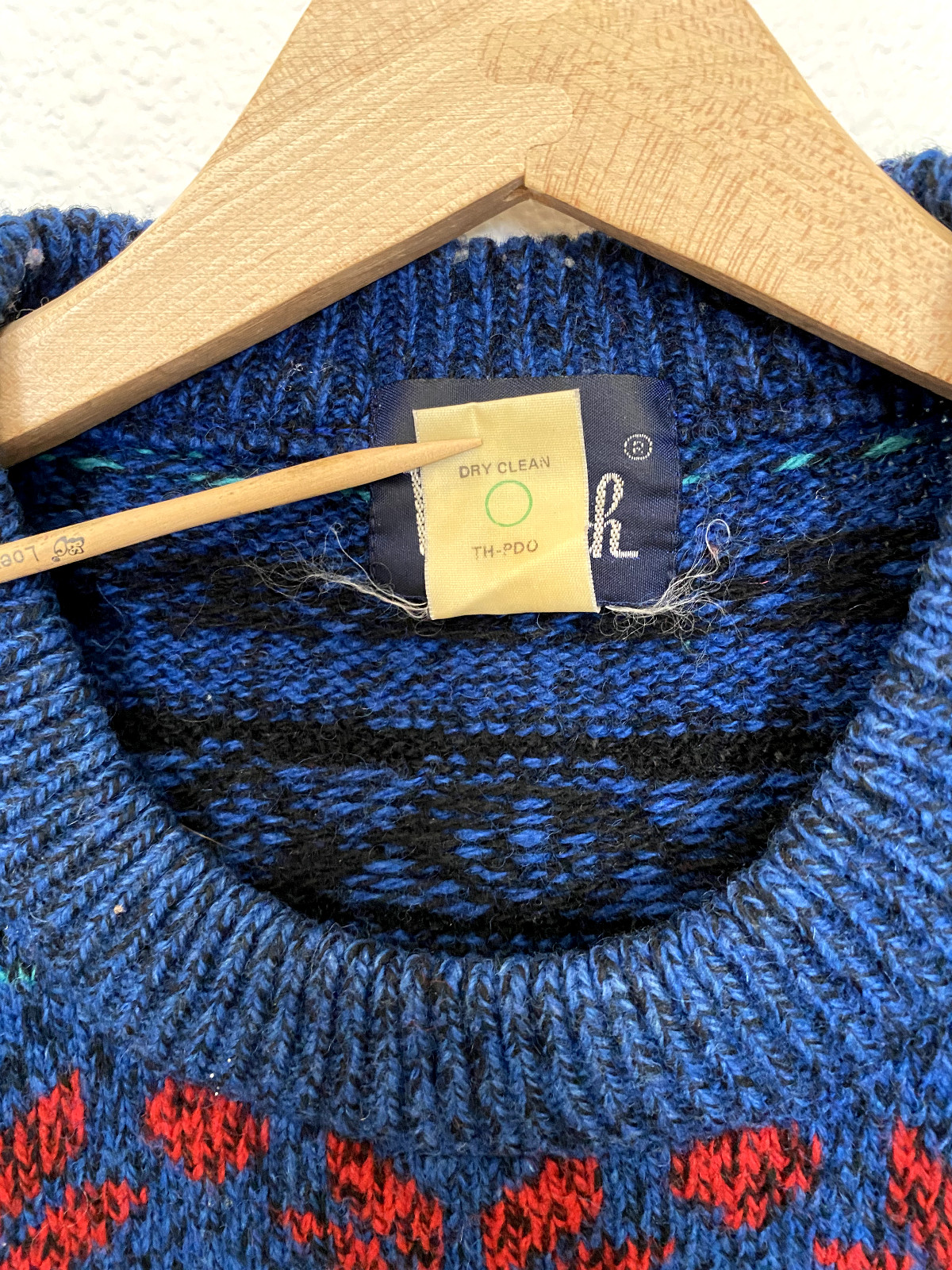 Vintage Woolrich Knit Sweater Mens Wool Crewneck Chunky Blue Fisherman Fall Sm