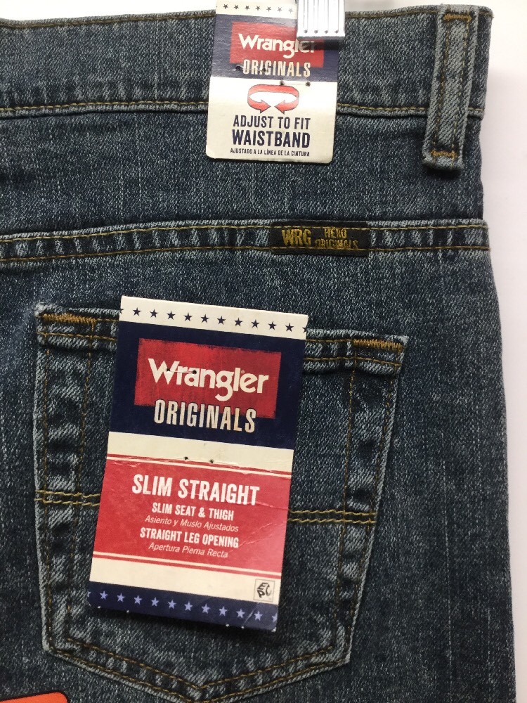 NWT Wrangler Slim Straight Adjustable Waistband Slim Straight Jeans Hazy Meadow